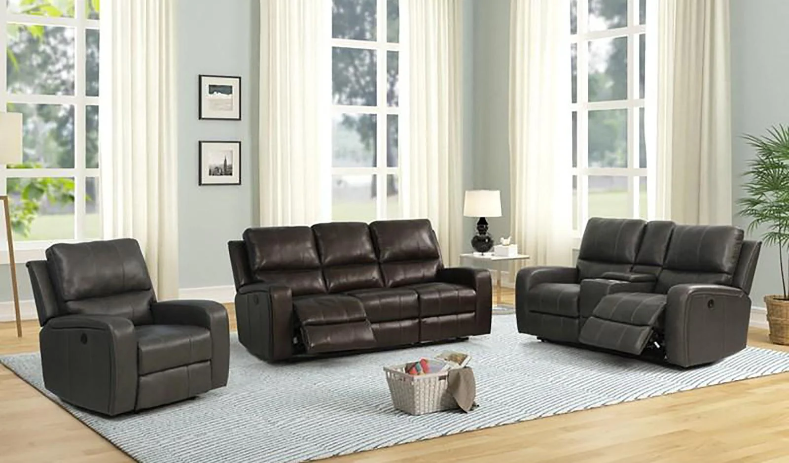 New Classic Furniture Linton Glider Recliner with Power Footrest in Gray - Image 3