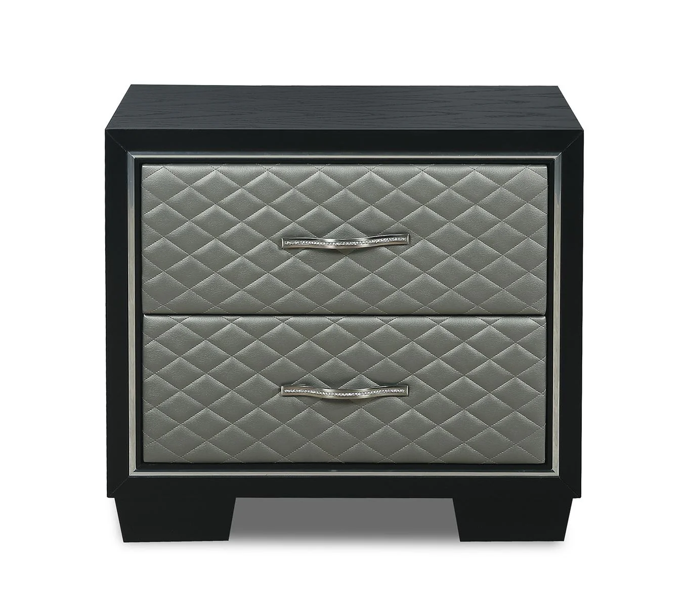 New Classic Furniture Luxor 2 Drawer Nightstand in Black/Silver - Image 2