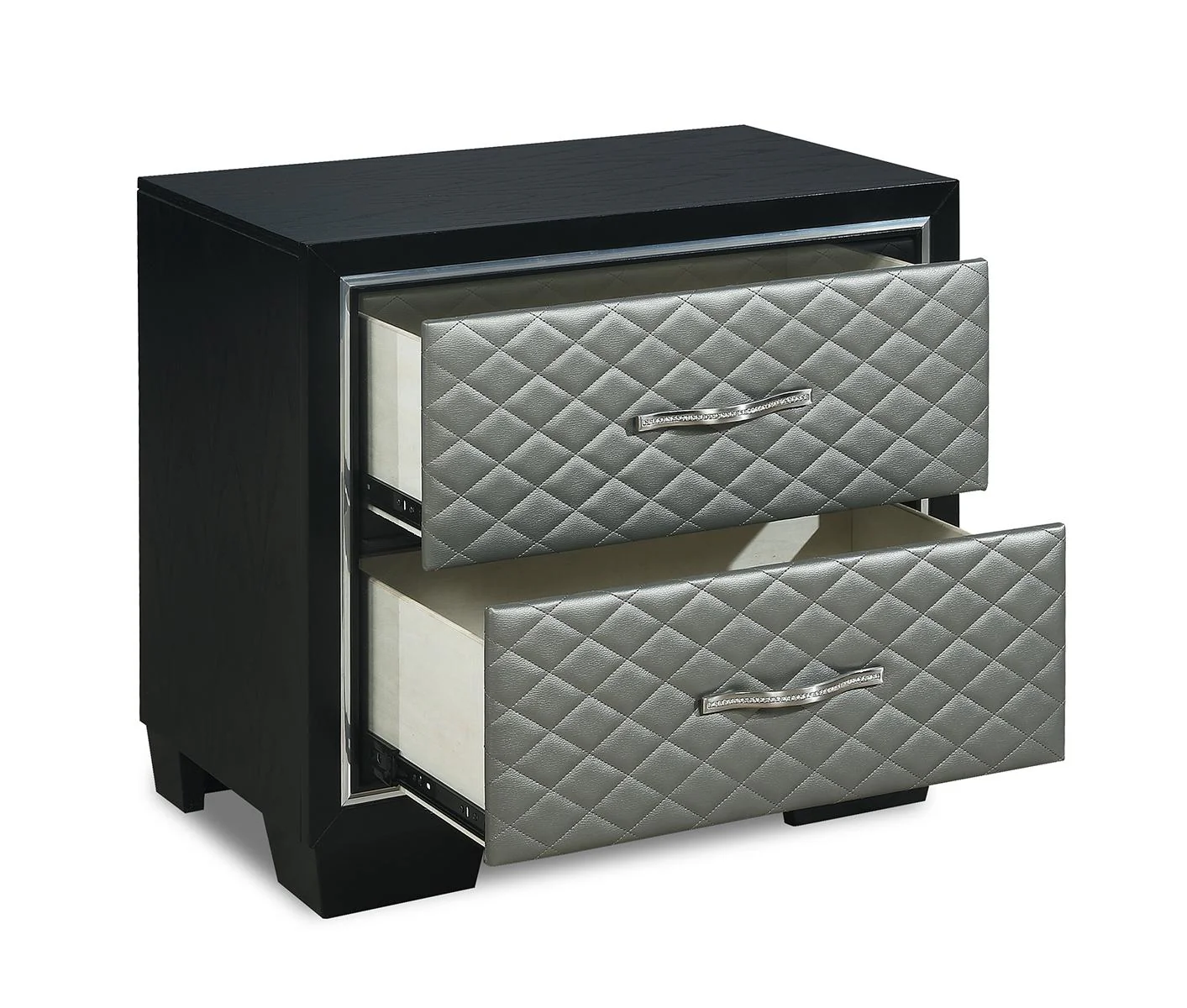 New Classic Furniture Luxor 2 Drawer Nightstand in Black/Silver - Image 3