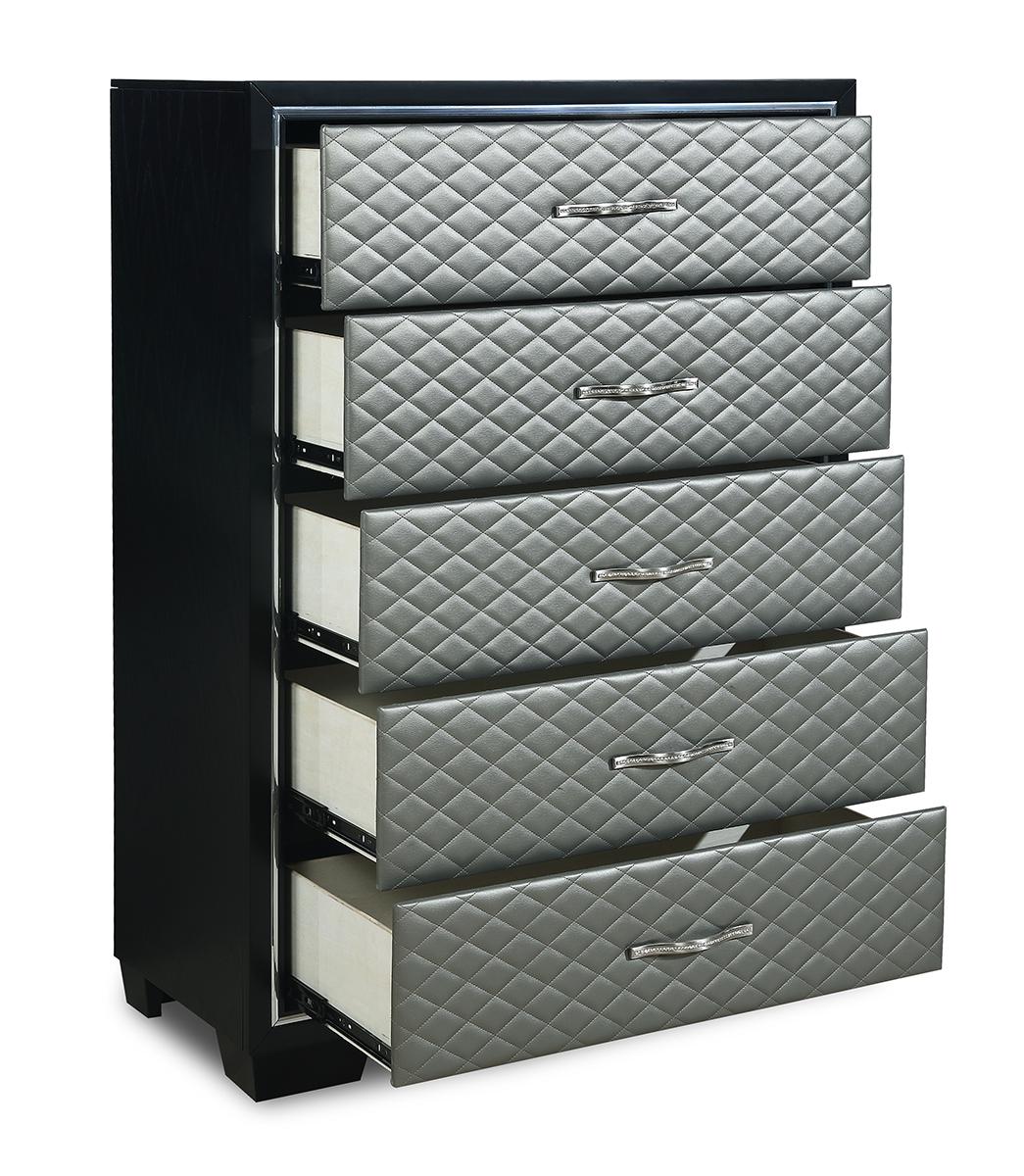 New Classic Furniture Luxor 5 Drawer Chest in Black/Silver - Image 3