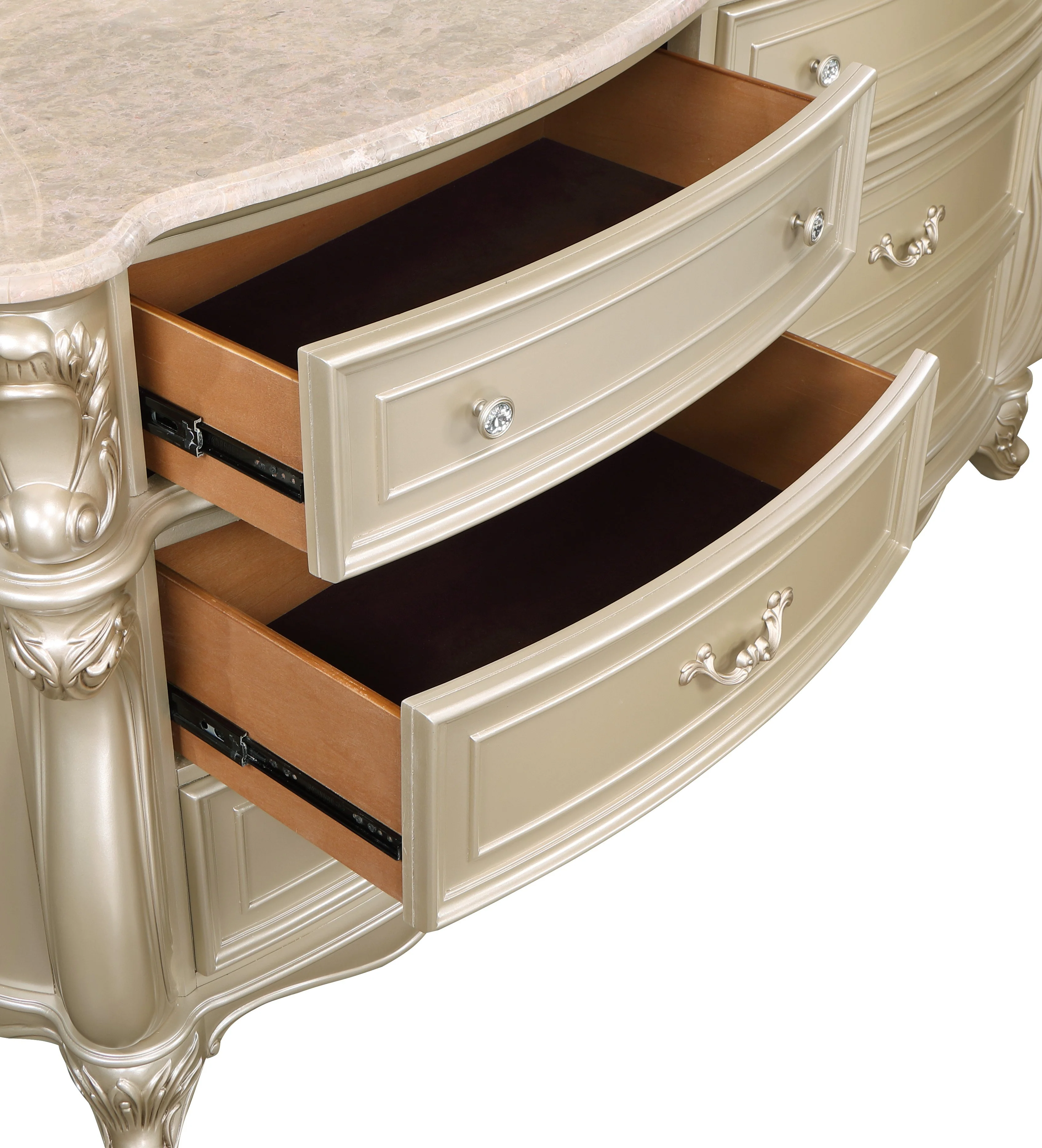 Monique Dresser W/Marble Top-Champagne - Image 5