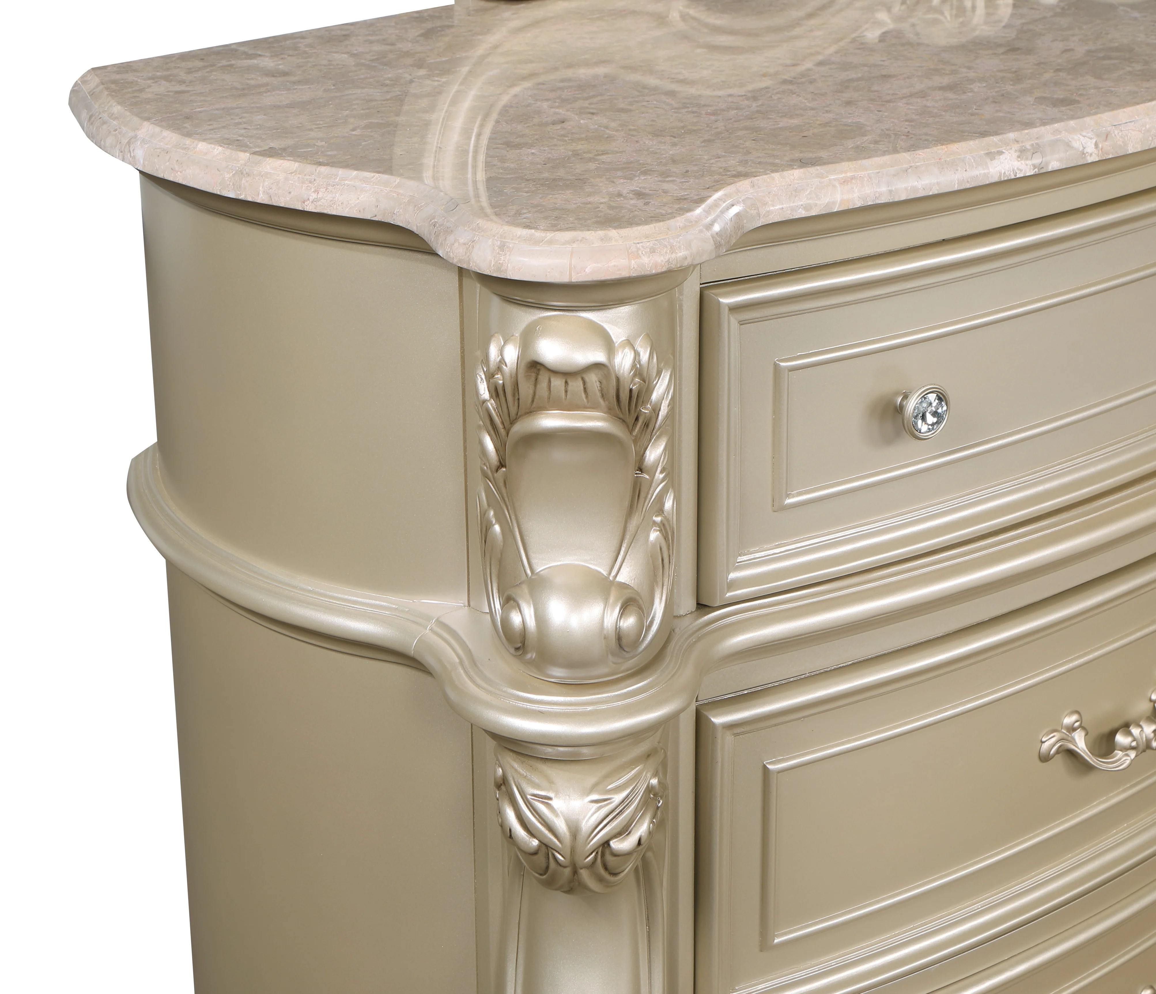 Monique Dresser W/Marble Top-Champagne - Image 6