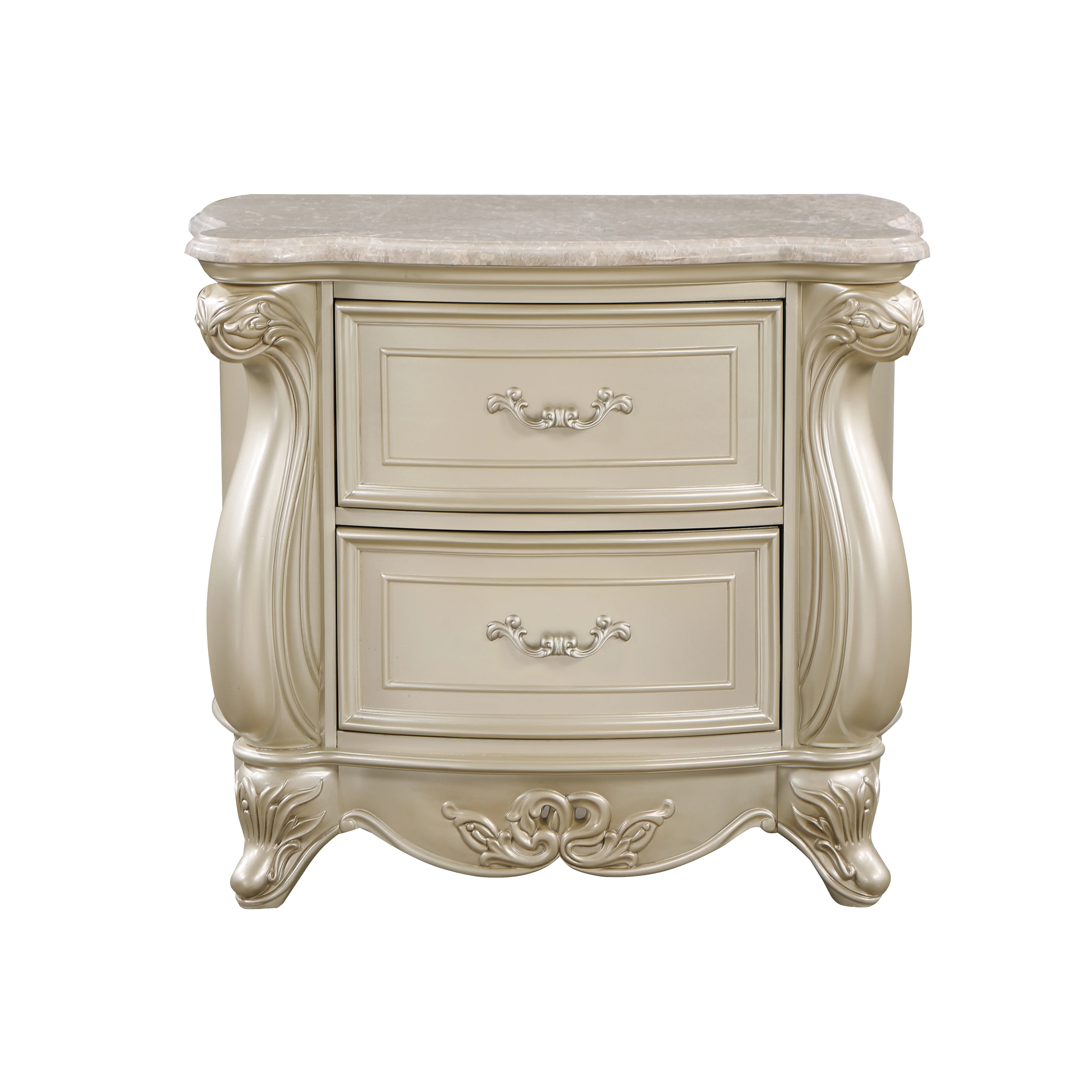 Monique Nightstand W/Marble Top-Champagne - Image 2