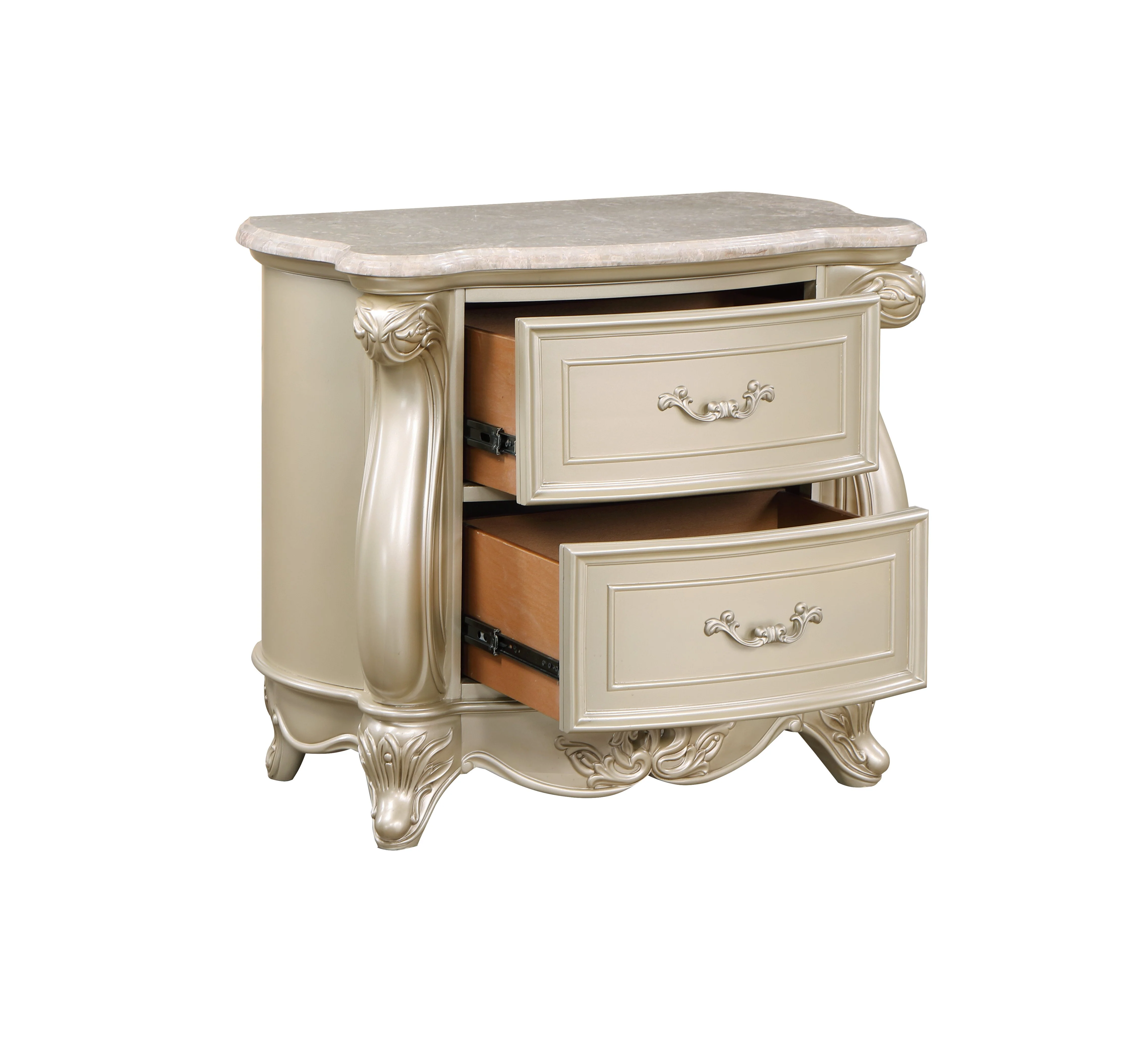 Monique Nightstand W/Marble Top-Champagne - Image 4
