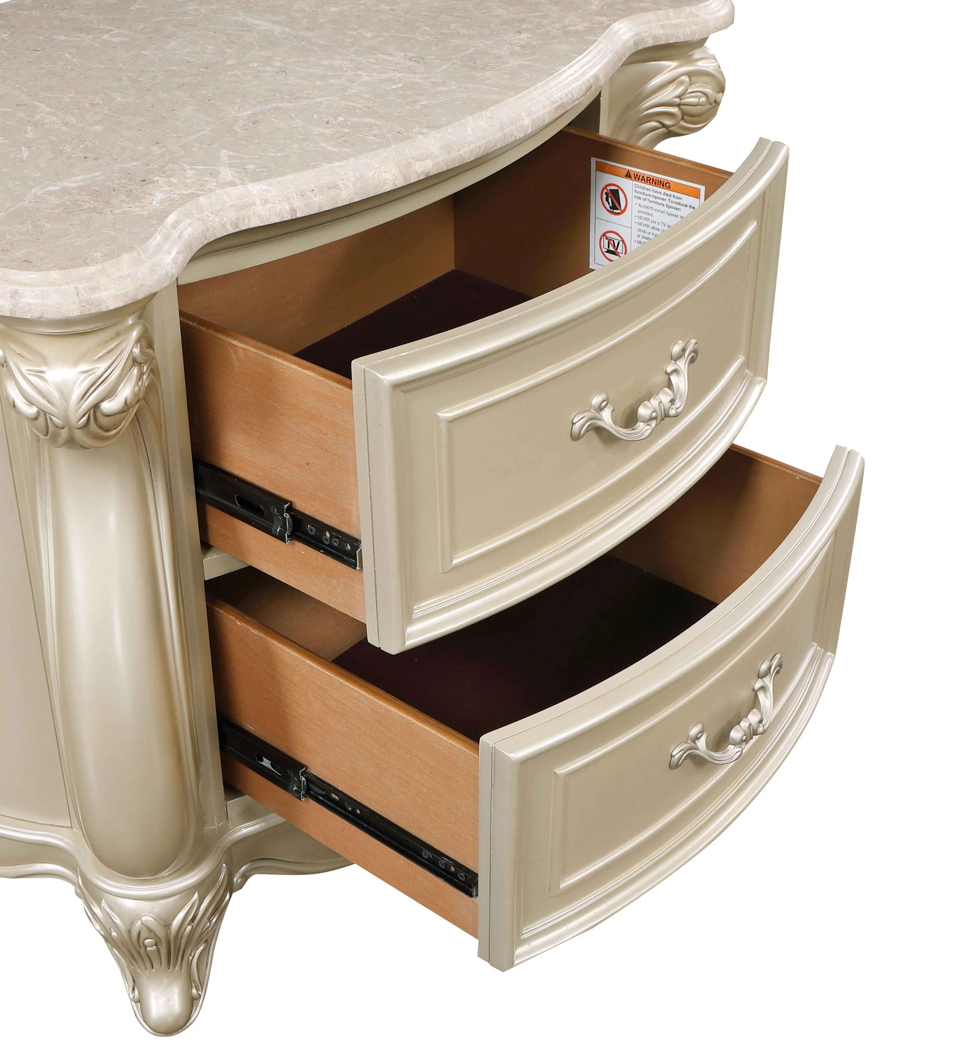 Monique Nightstand W/Marble Top-Champagne - Image 5