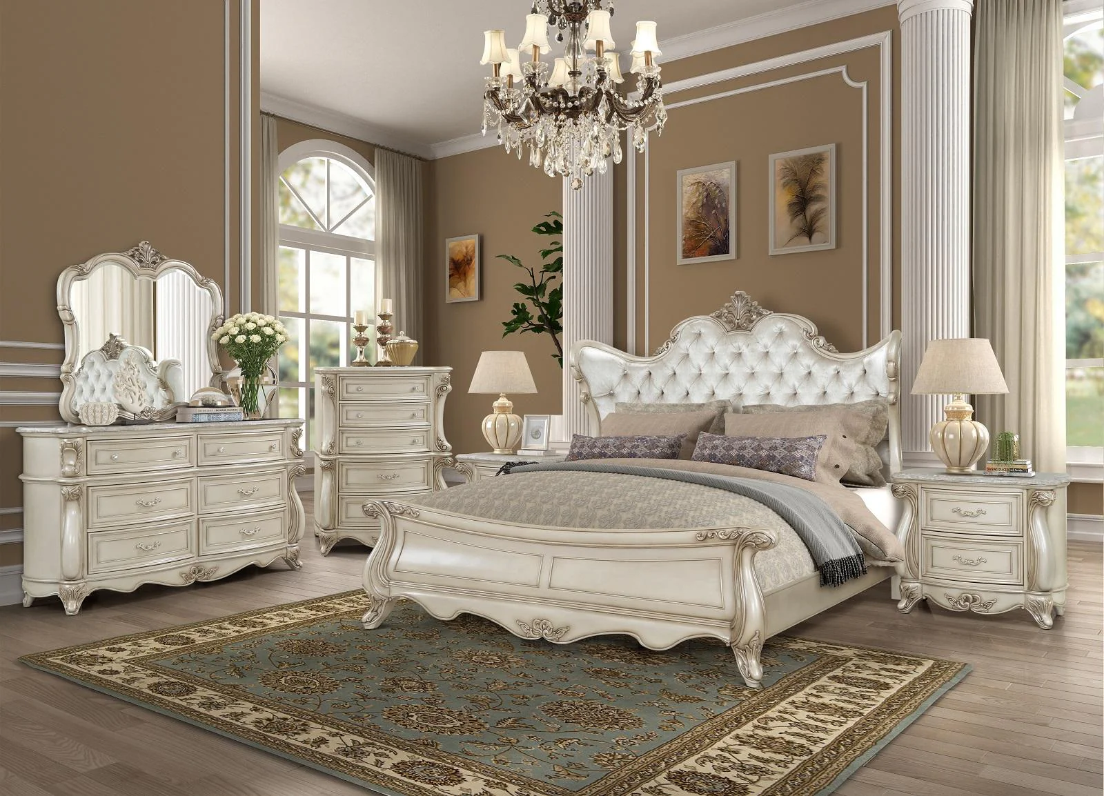 New Classic Furniture Monique Queen Panel Bed in Pearl - Image 2