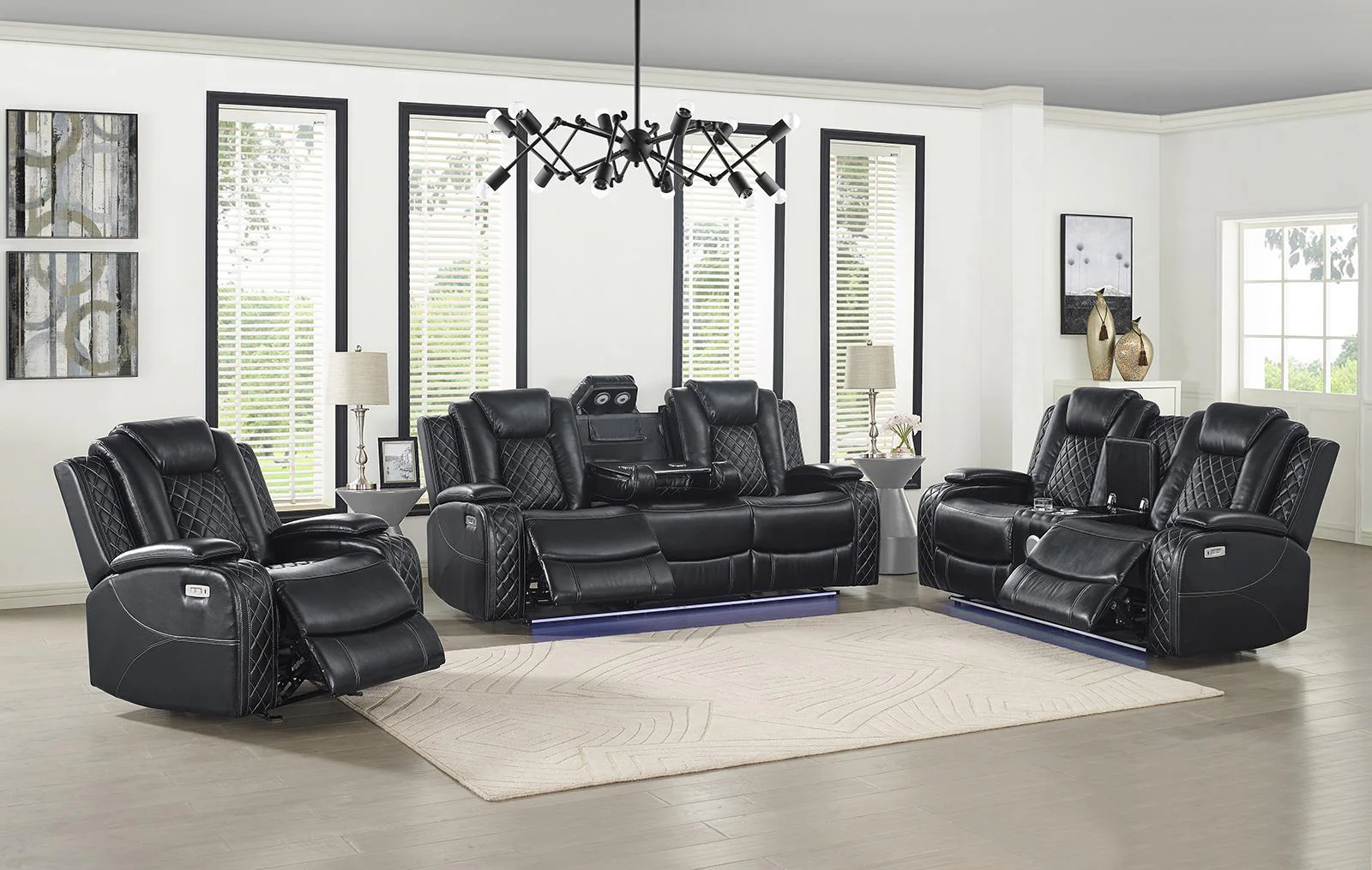 New Classic Furniture Orion Sofa with Power Headrest and Footrest in Black - Image 2