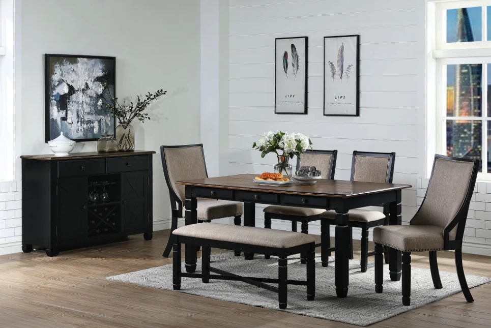 New Classic Furniture Prairie Point 6 Drawer Rectangular Dining Table in BlackPROMO - Image 2