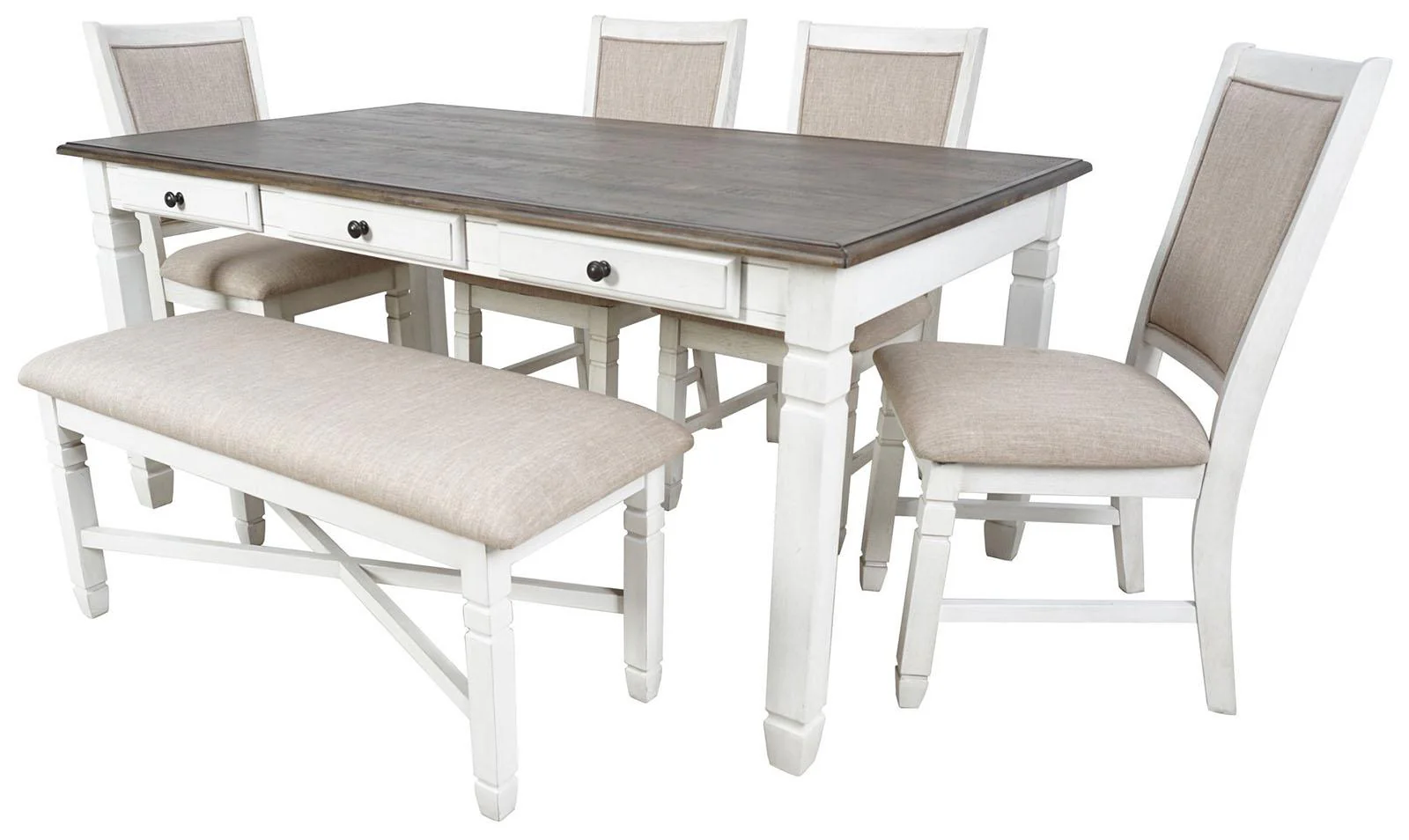 New Classic Furniture Prairie Point 6 Drawer Rectangular Dining Table in White - Image 2