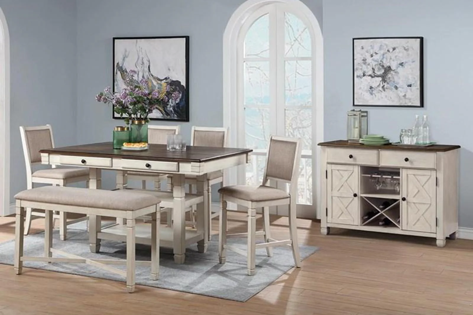 New Classic Furniture Prairie Point Rectangular Counter Height Table in White - Image 2