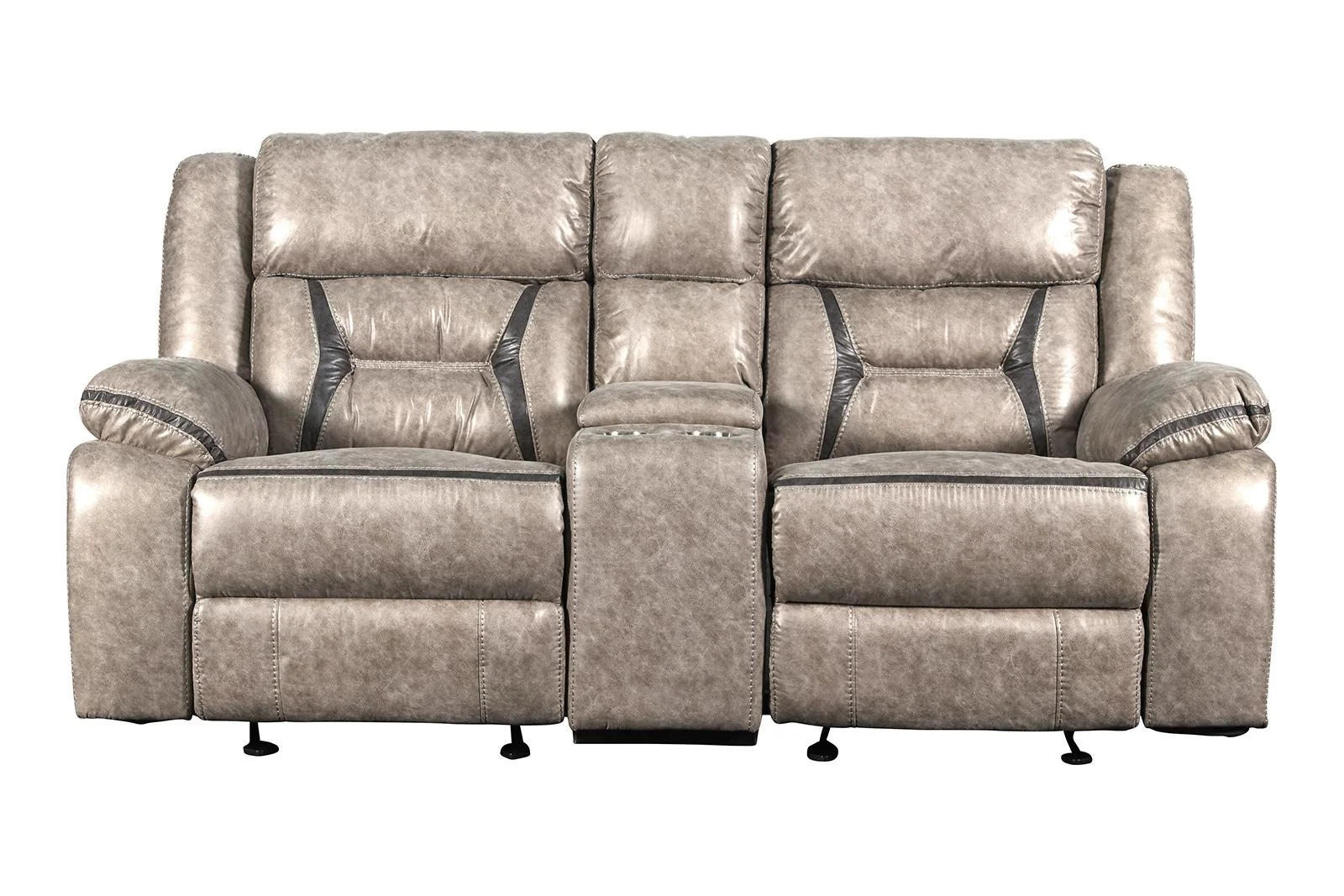 New Classic Furniture Roswell Dual Recliner Console Loveseat in Pewter - Image 2