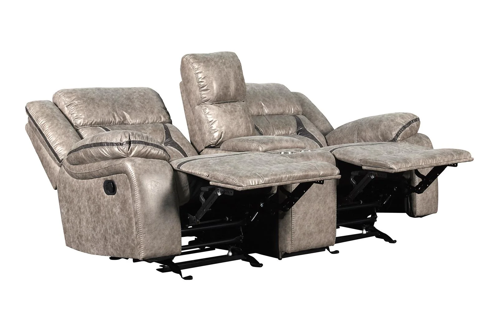 New Classic Furniture Roswell Dual Recliner Console Loveseat in Pewter - Image 3