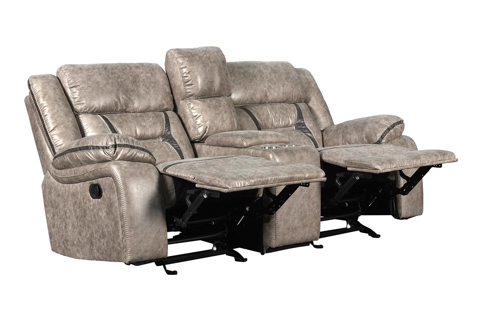 New Classic Furniture Roswell Dual Recliner Console Loveseat in Pewter - Image 4