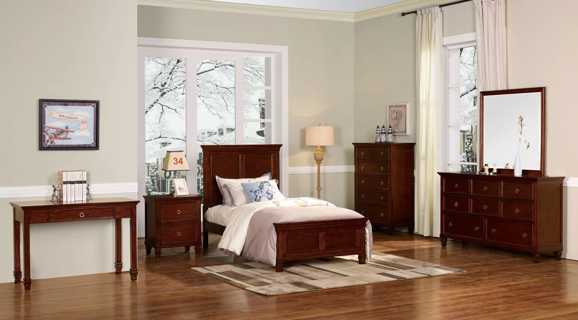 New Classic Furniture Tamarack Twin Bed in Brown Cherry - Image 2