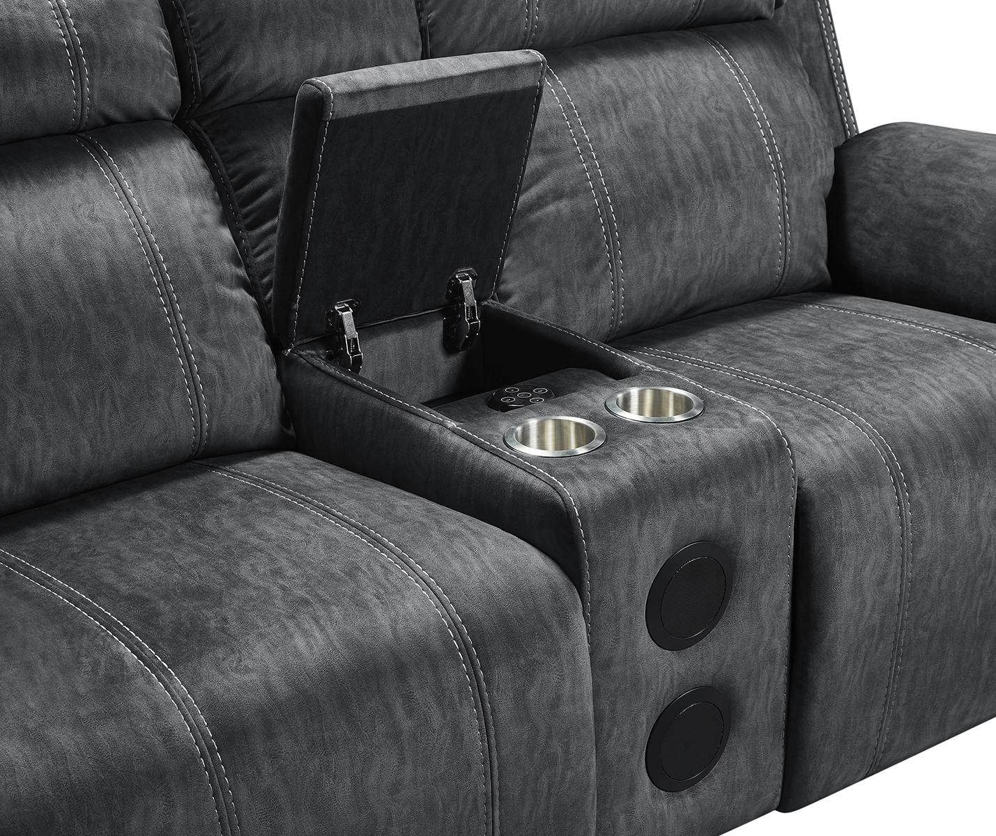 New Classic Furniture Tango Console Loveseat with Speaker and Power Footrest in Shadow - Image 3