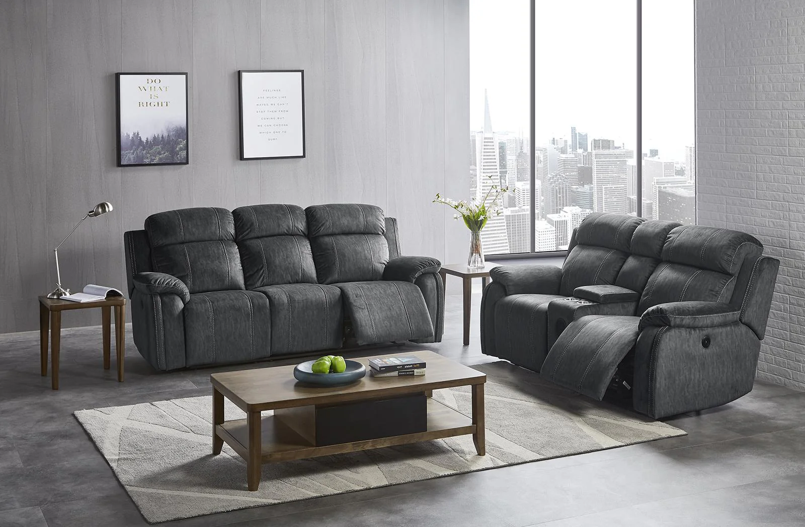 New Classic Furniture Tango Dual Recliner Sofa in Shadow - Image 3