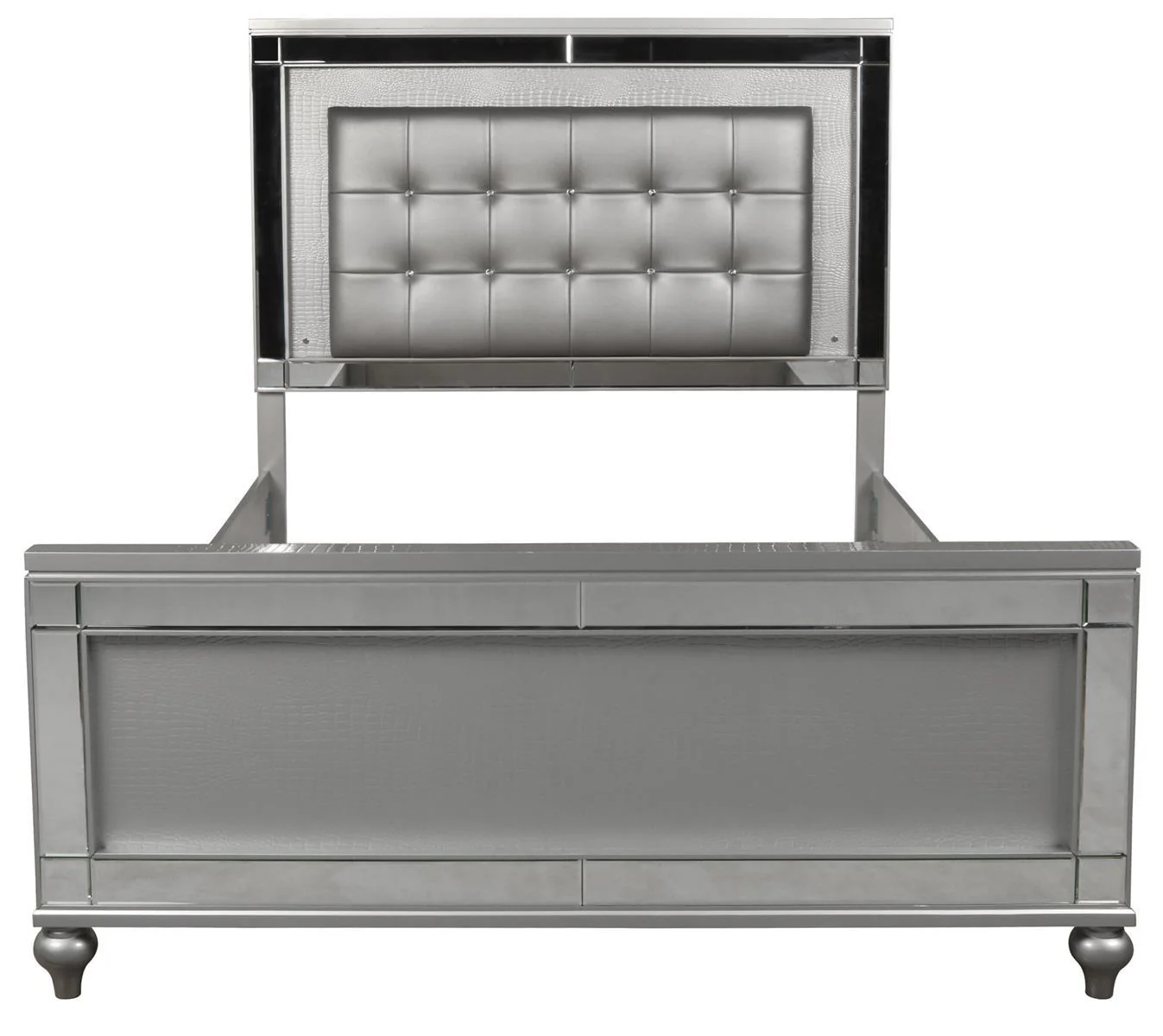 New Classic Furniture Valentino Queen Upholstered Lighted Bed in Silver - Image 3