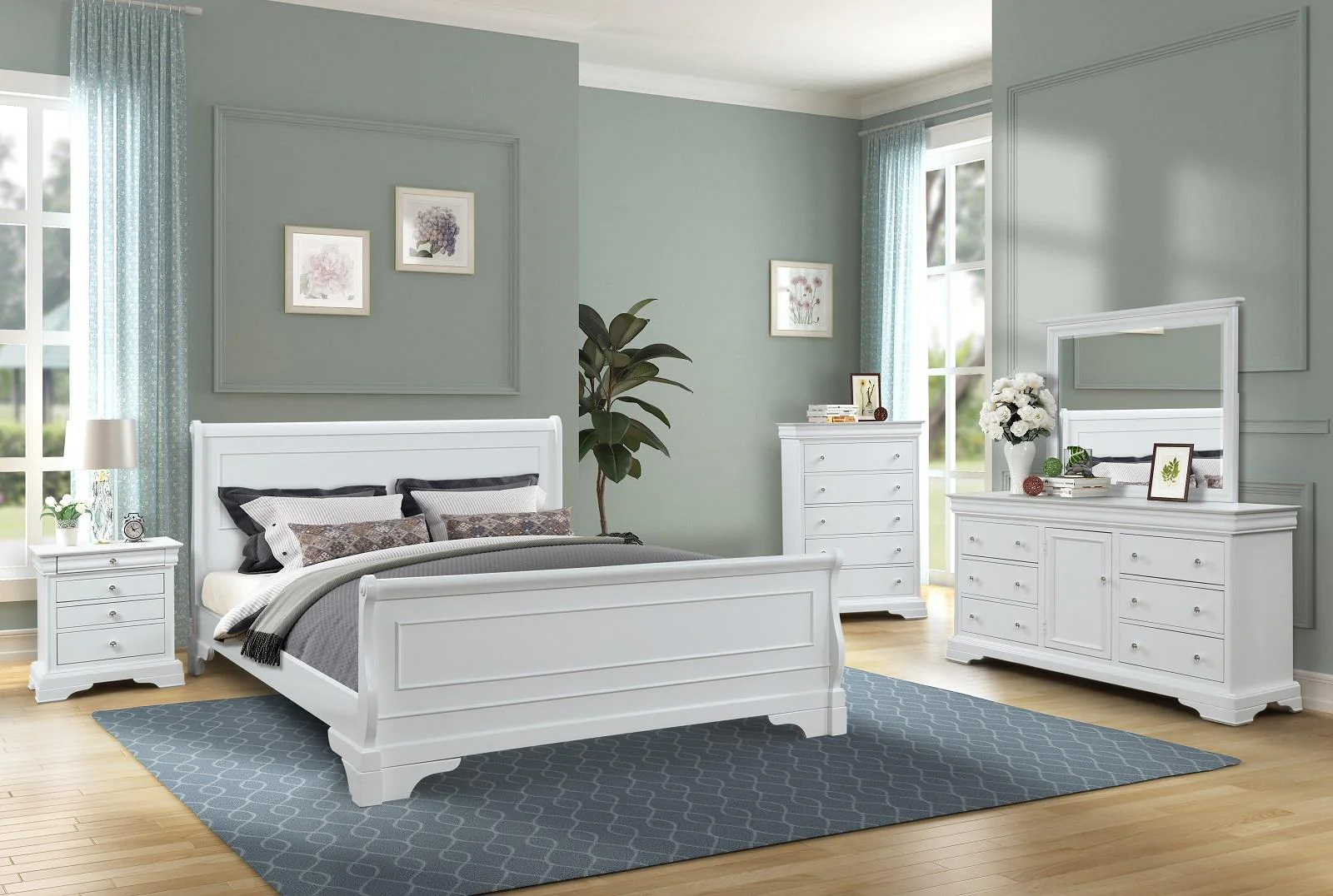 New Classic Furniture Versaille Queen Sleigh Bed in White - Image 2