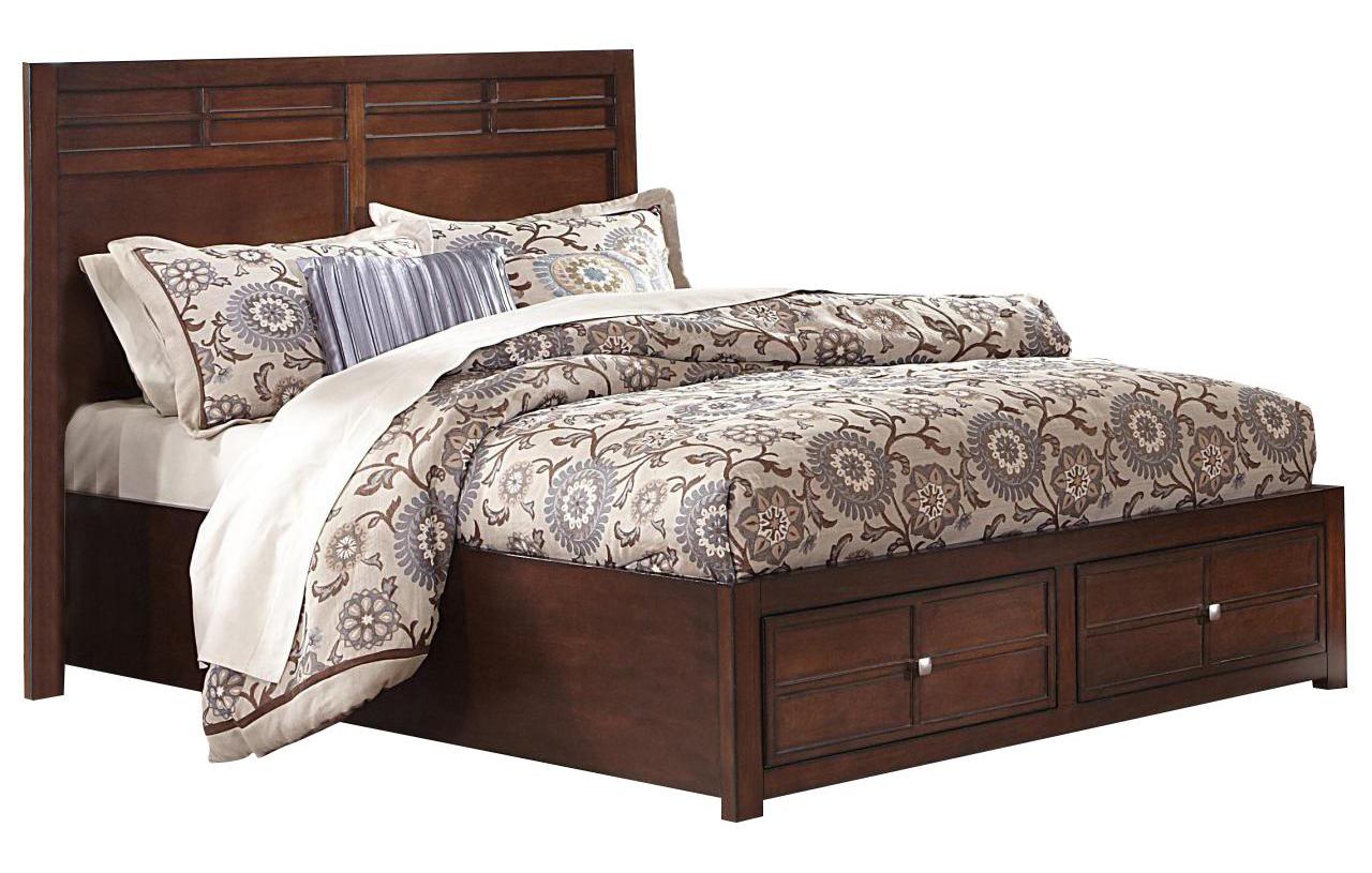 New Classic Kensington California King Low Profile Bed with Storage Footboard in Burnished Cherry - Image 4