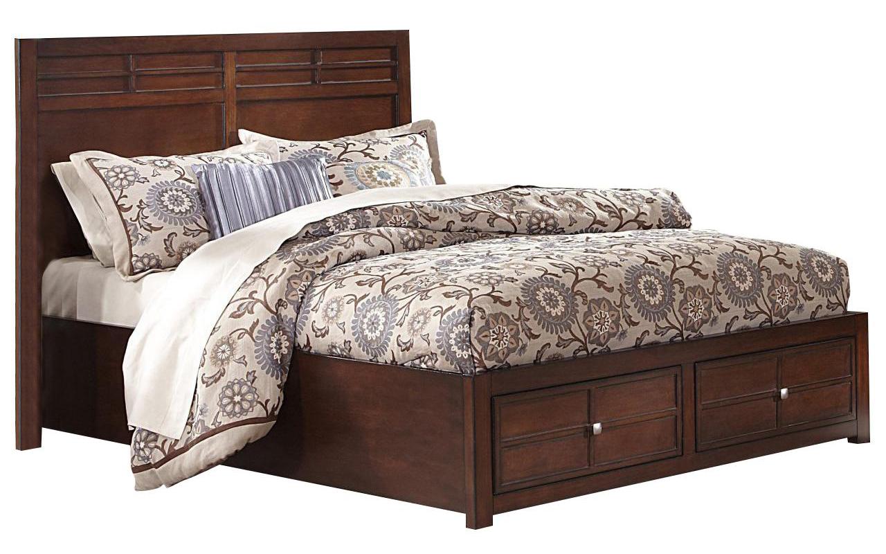 New Classic Kensington King Low Profile Bed with Storage Footboard in Burnished Cherry - Image 4