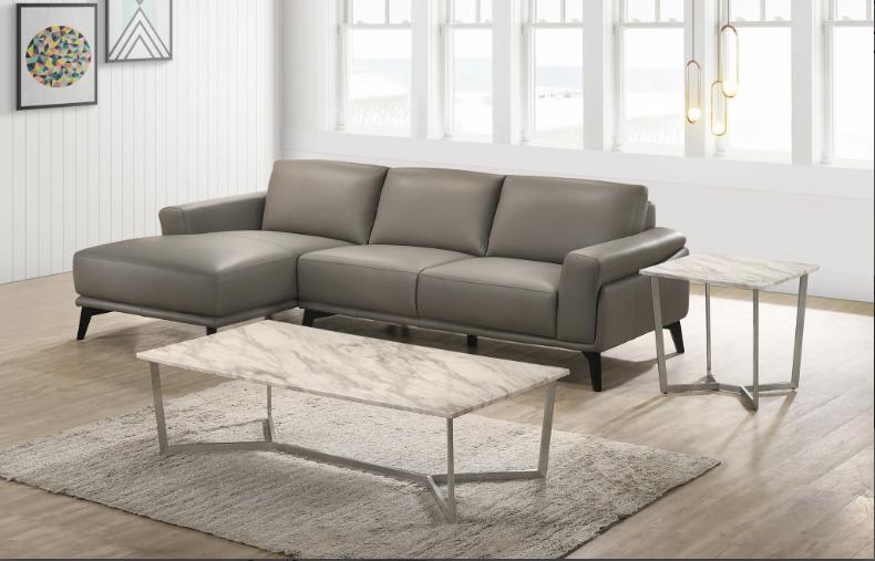 New Classic Lucca Sectional Sofa w/ RAF Loveseat in Slate Gray - Image 4