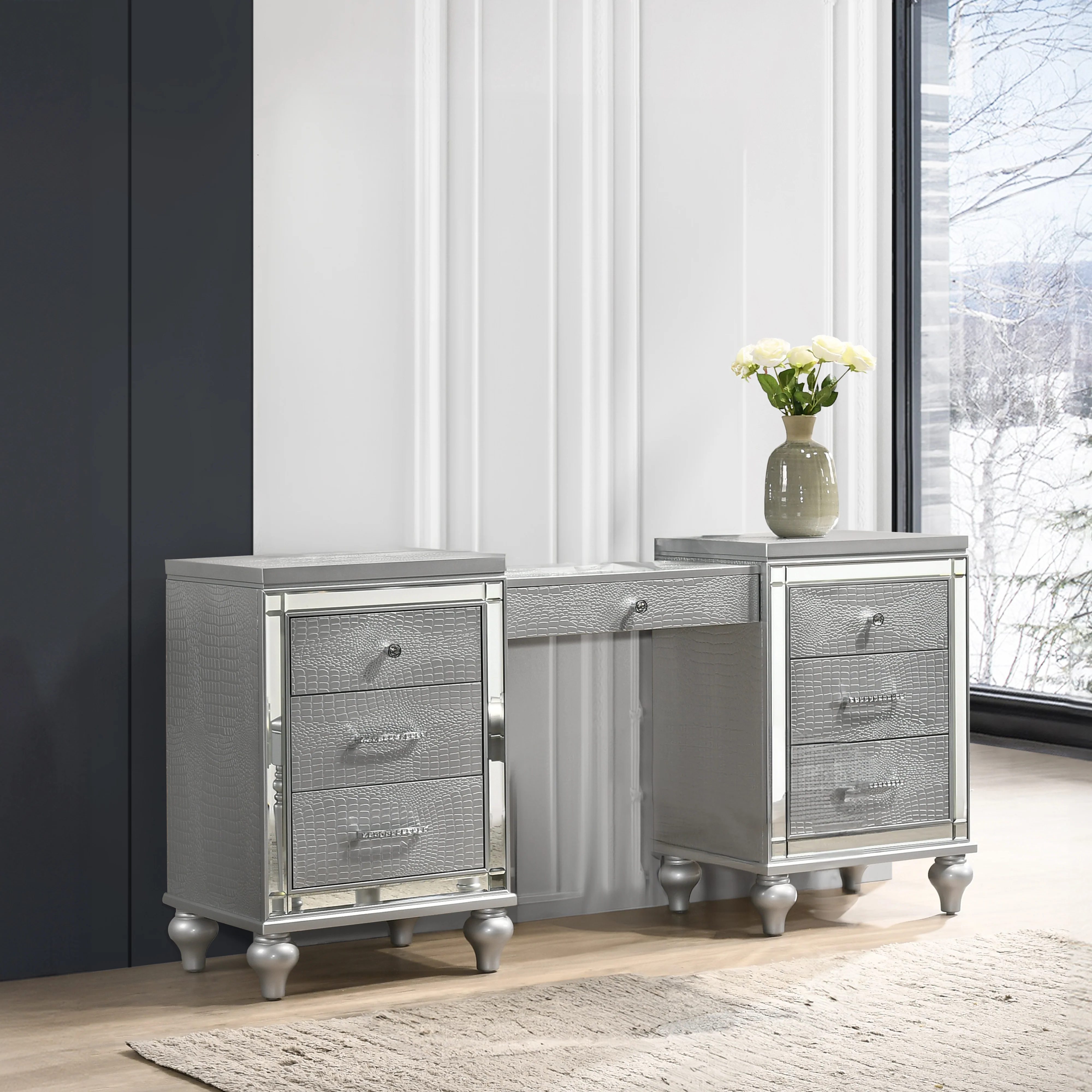 Valentino Dressing Table-Silver - Image 7