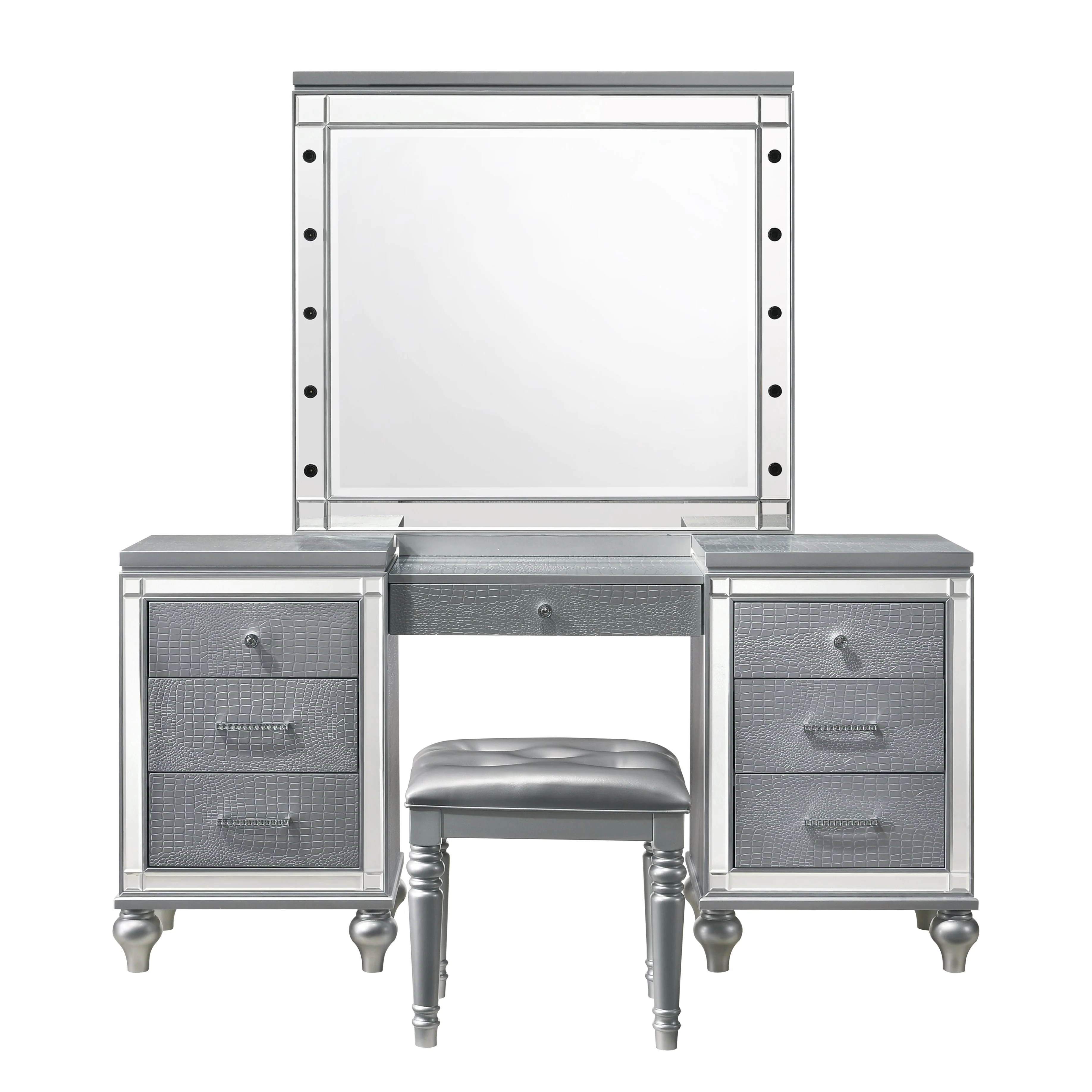 Valentino Dressing Table Mirror (Bulbs Not Included)-Silver - Image 2