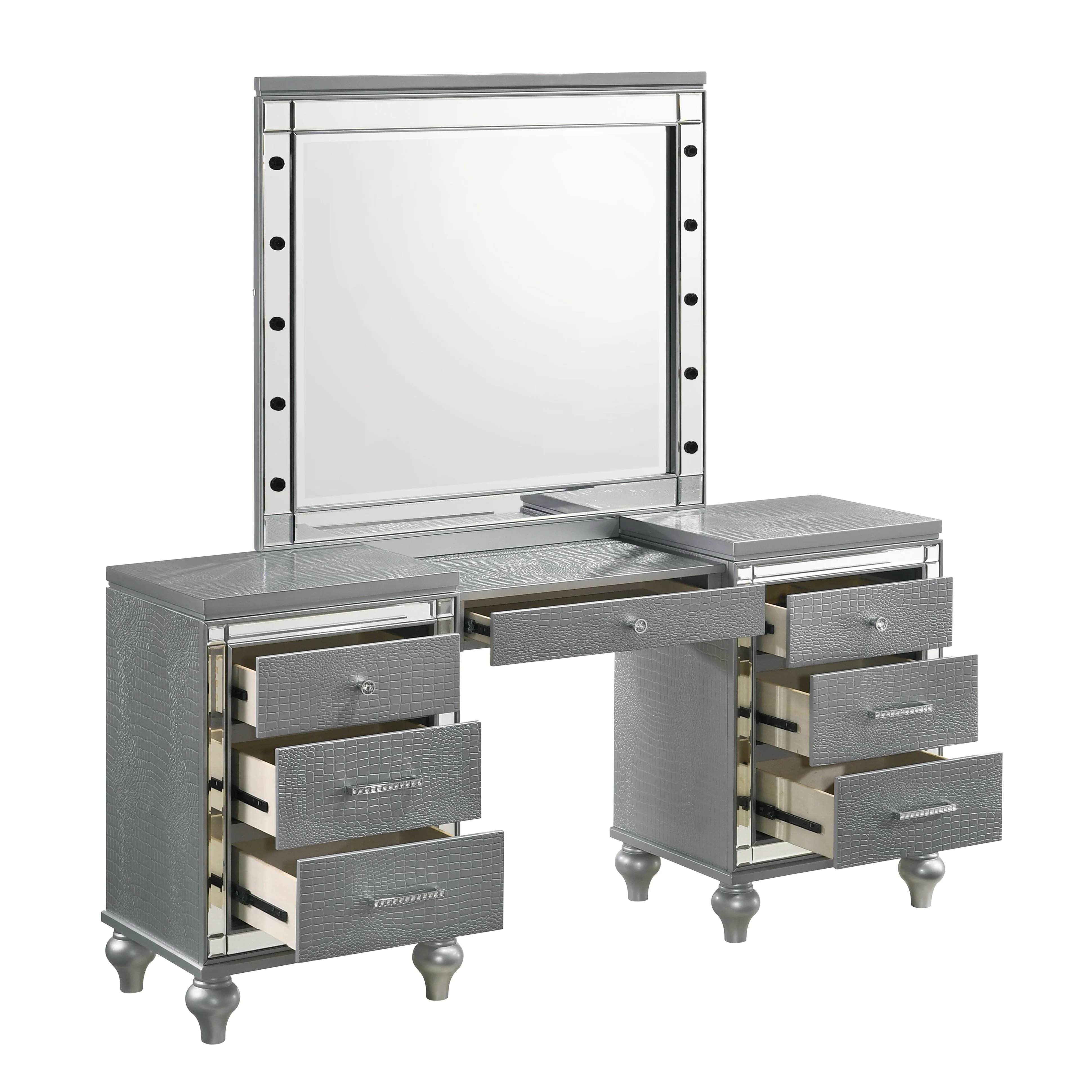 Valentino Dressing Table Mirror (Bulbs Not Included)-Silver - Image 4