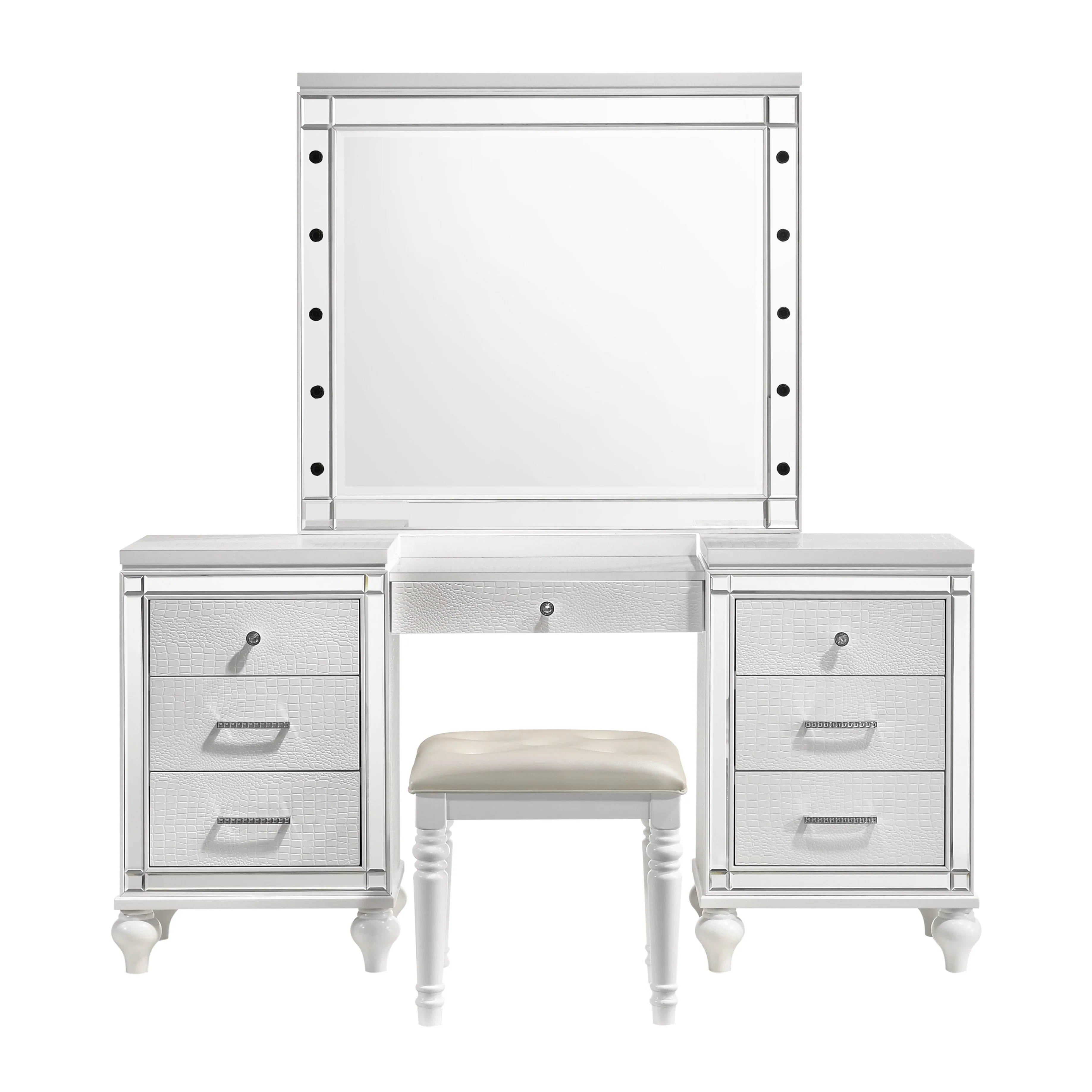 Valentino Dressing Table Mirror (Bulbs Not Included)-White - Image 2