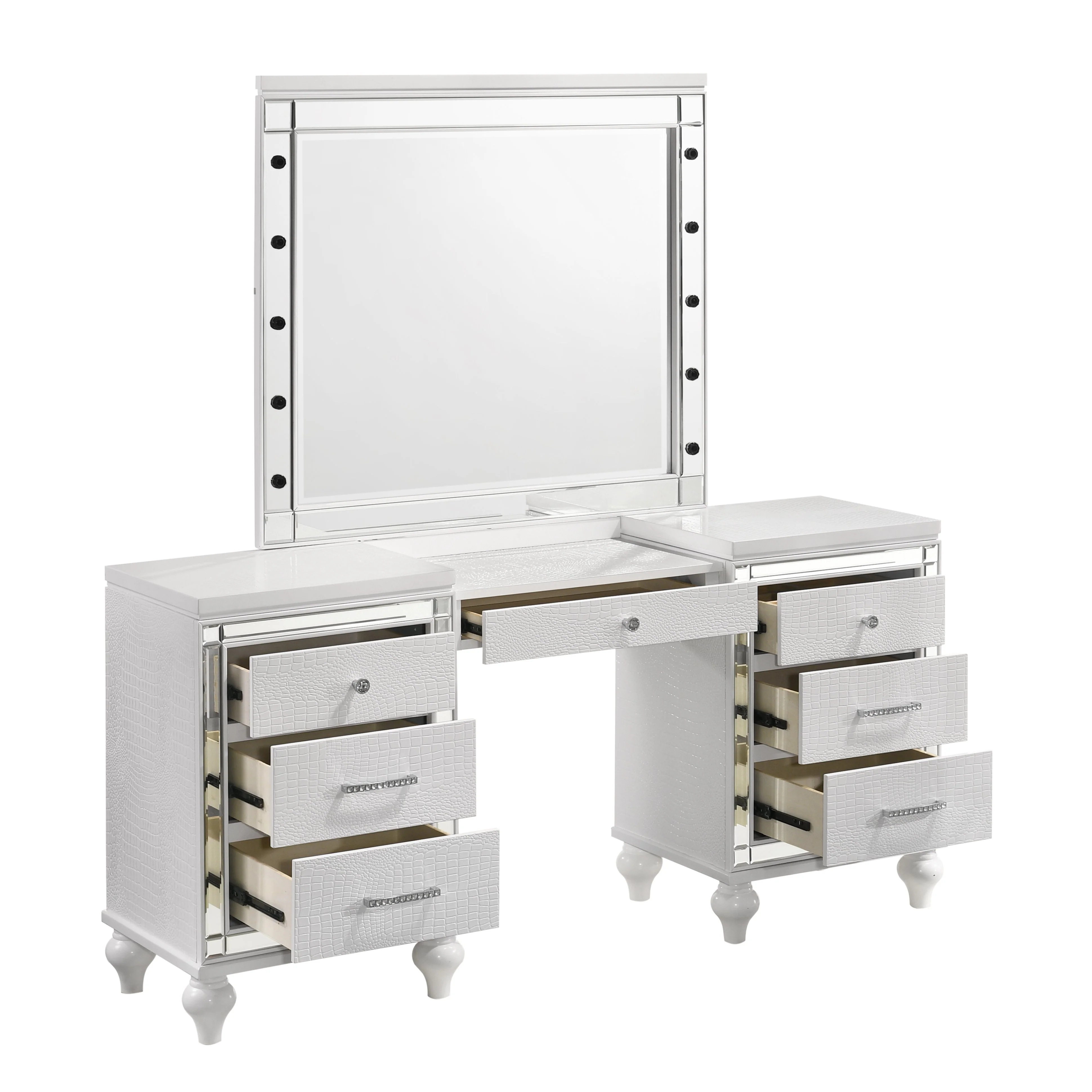 Valentino Dressing Table Mirror (Bulbs Not Included)-White - Image 4