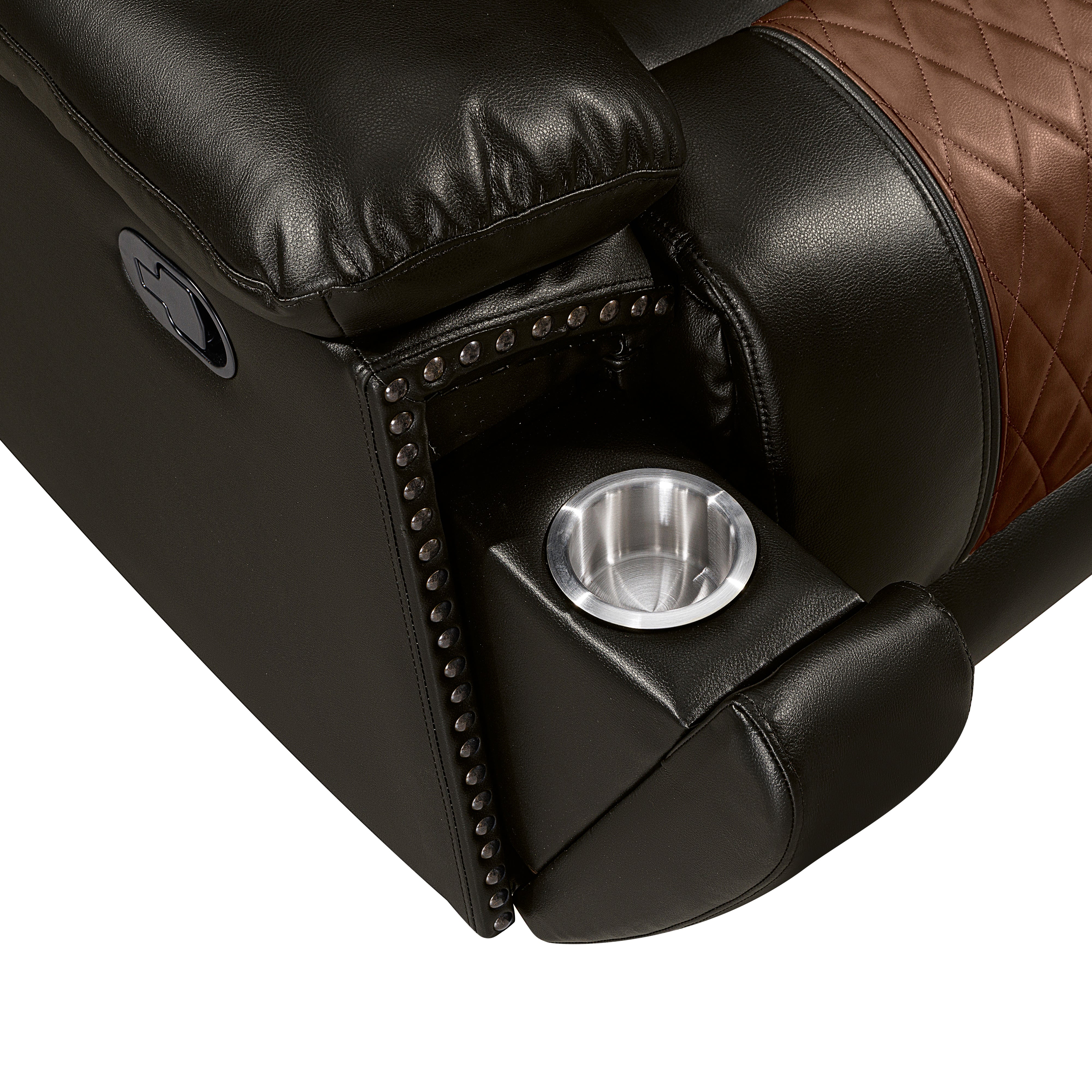 Nikko Console Loveseat W/ Dual Recliners-Brown - Image 7