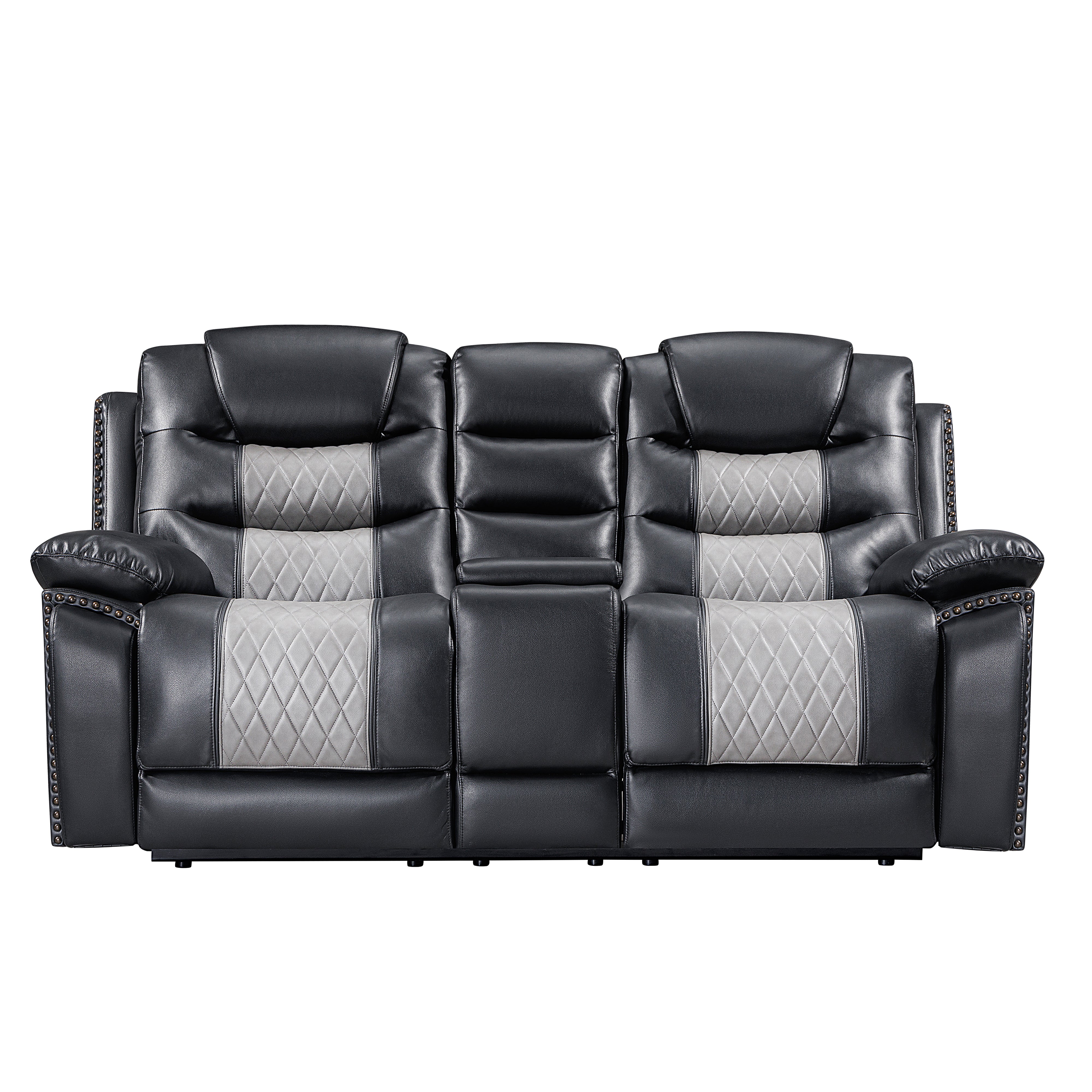 Nikko Console Loveseat W/Pwr Fr-Black/Gray - Image 2
