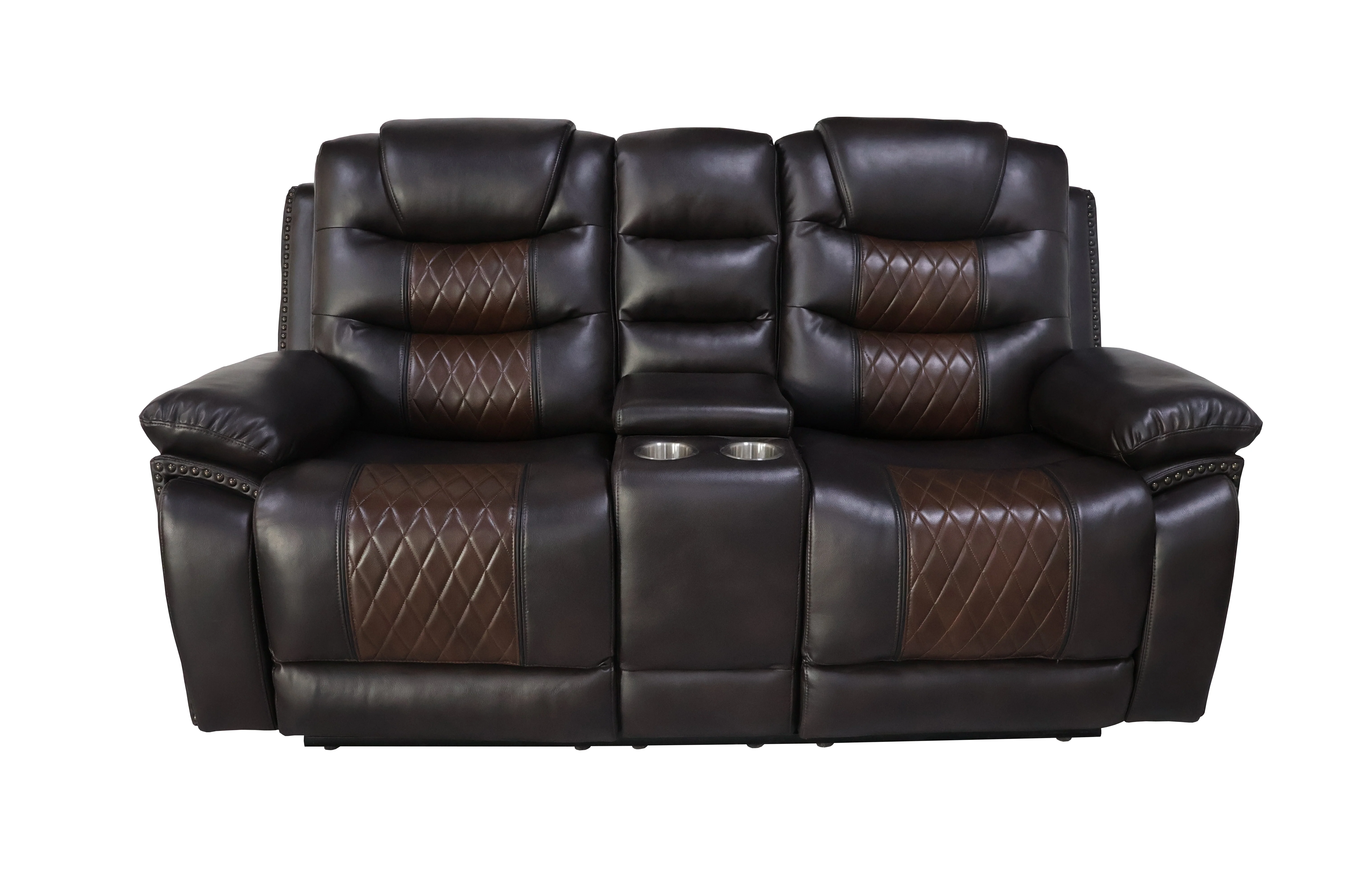 Nikko Console Loveseat W/Pwr Fr-Brown - Image 2
