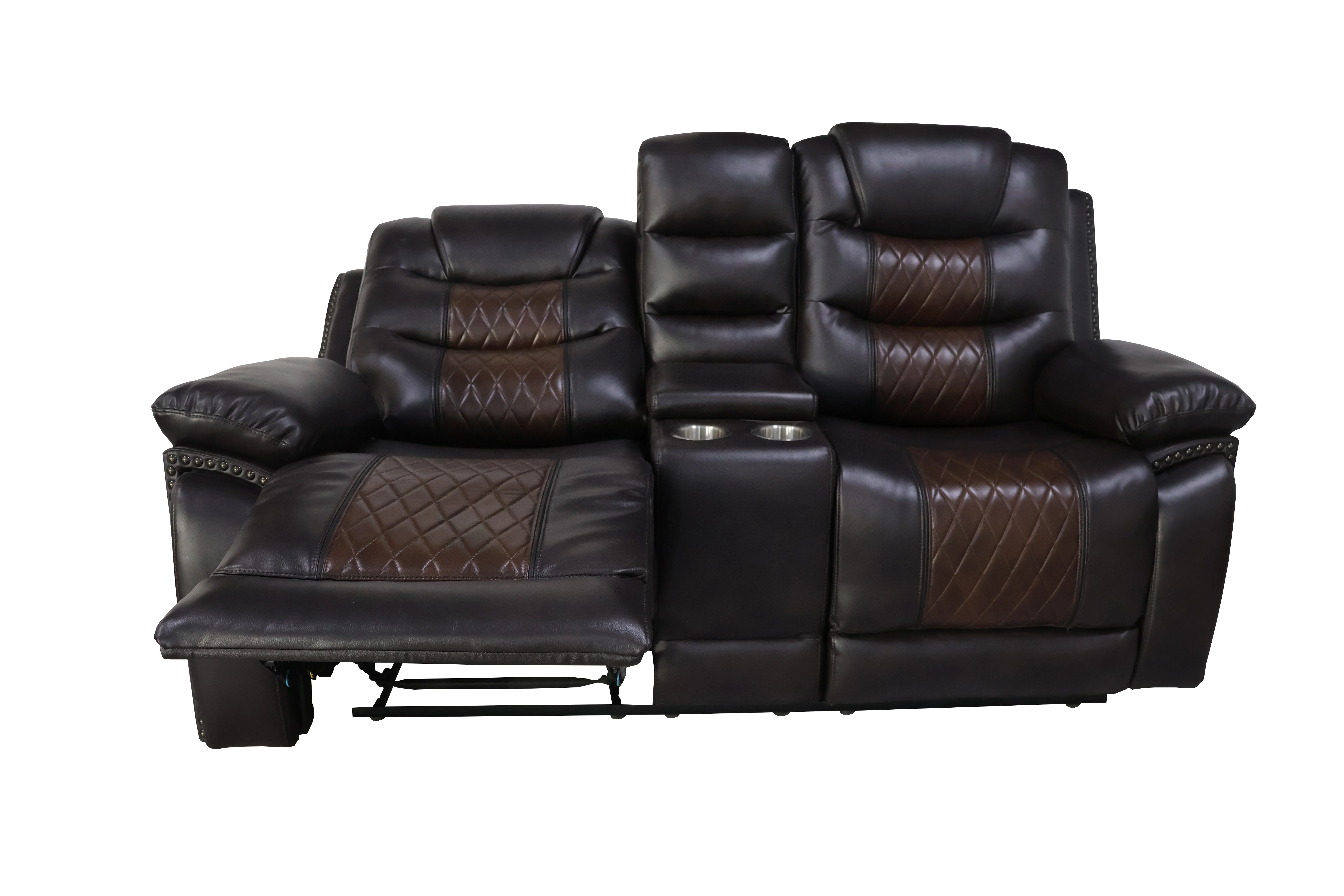 Nikko Console Loveseat W/Pwr Fr-Brown - Image 3