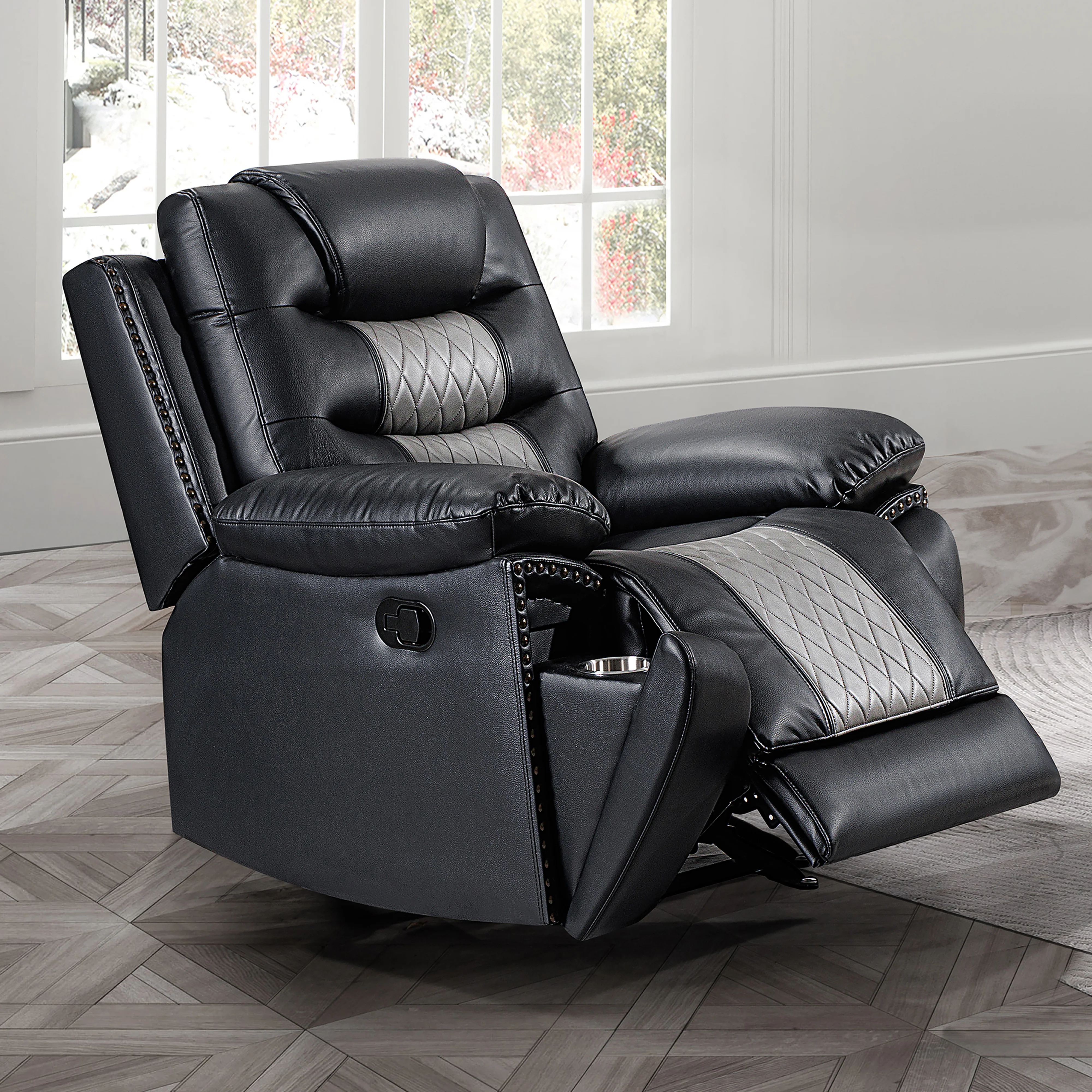 Nikko Glider Recliner-Black/Gray - Image 9