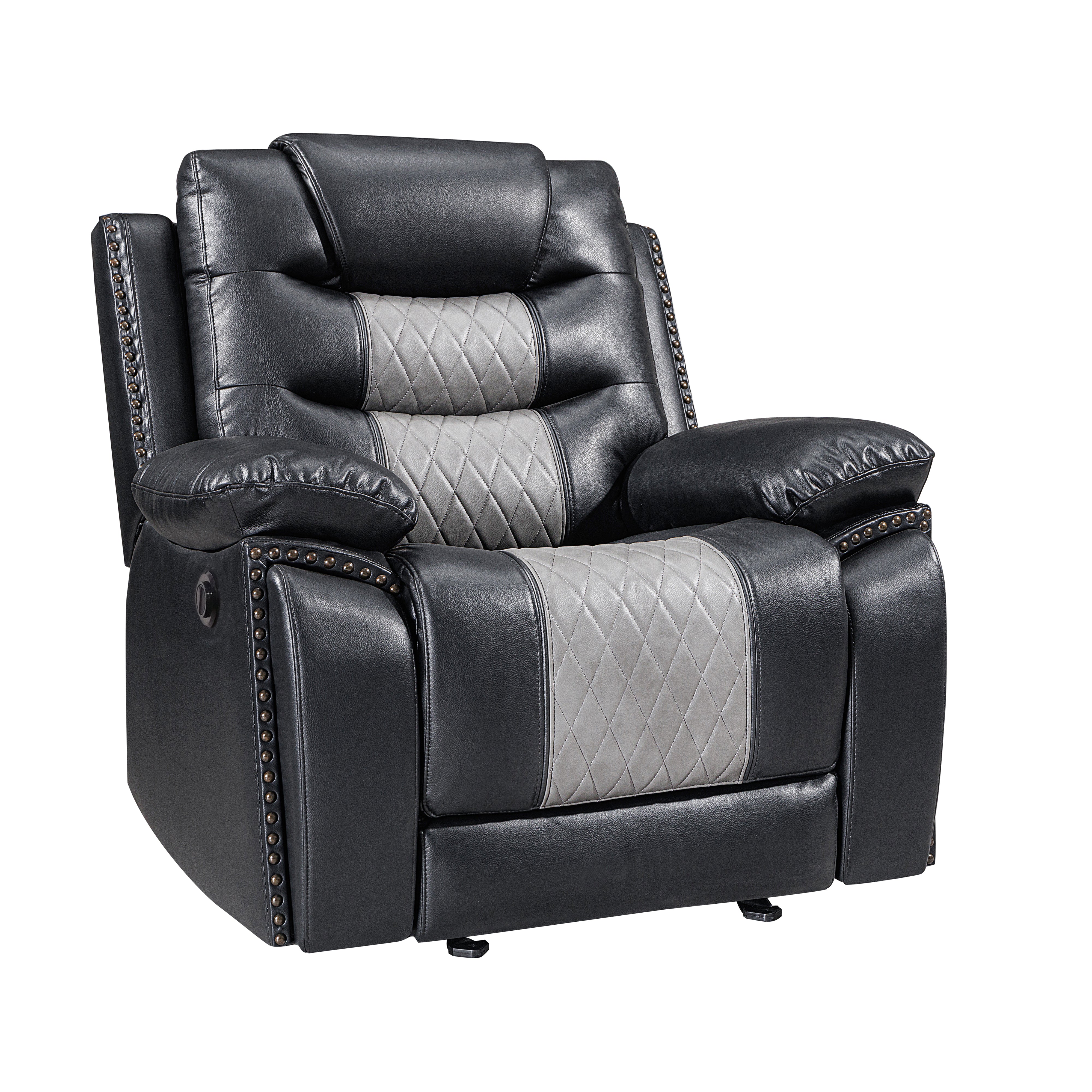 Nikko Glider Recliner W/Pwr Fr-Black/Gray