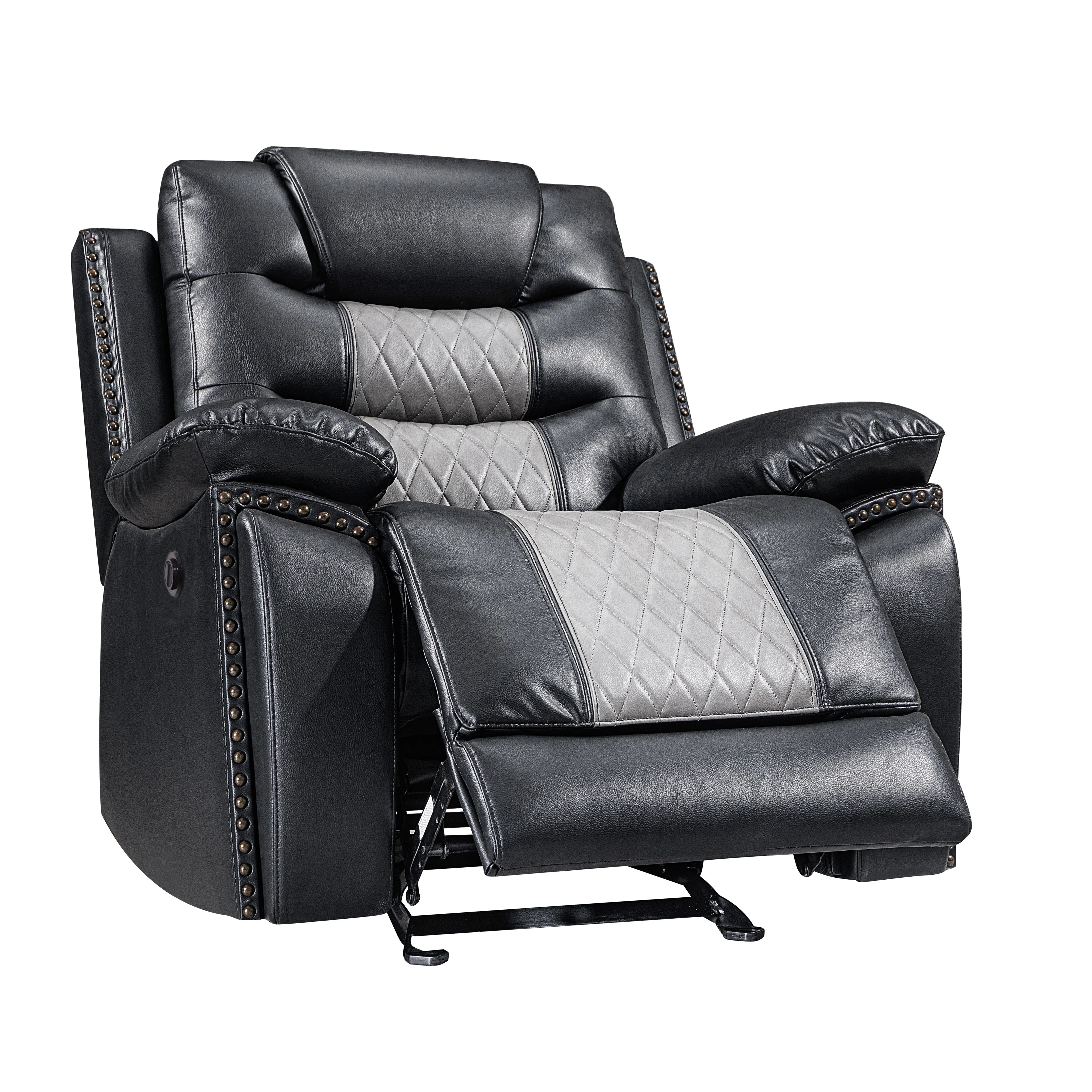 Nikko Glider Recliner W/Pwr Fr-Black/Gray - Image 3