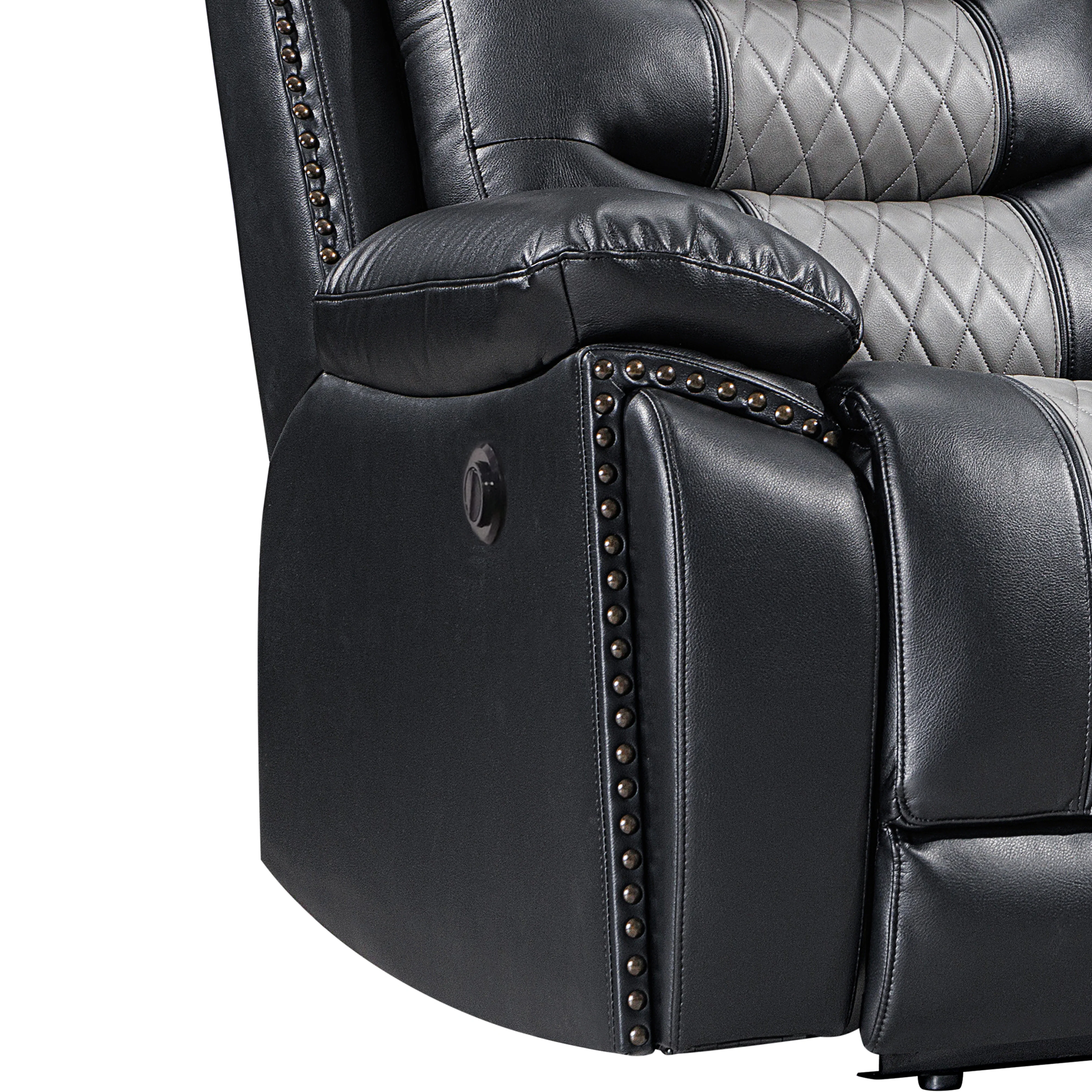 Nikko Glider Recliner W/Pwr Fr-Black/Gray - Image 6