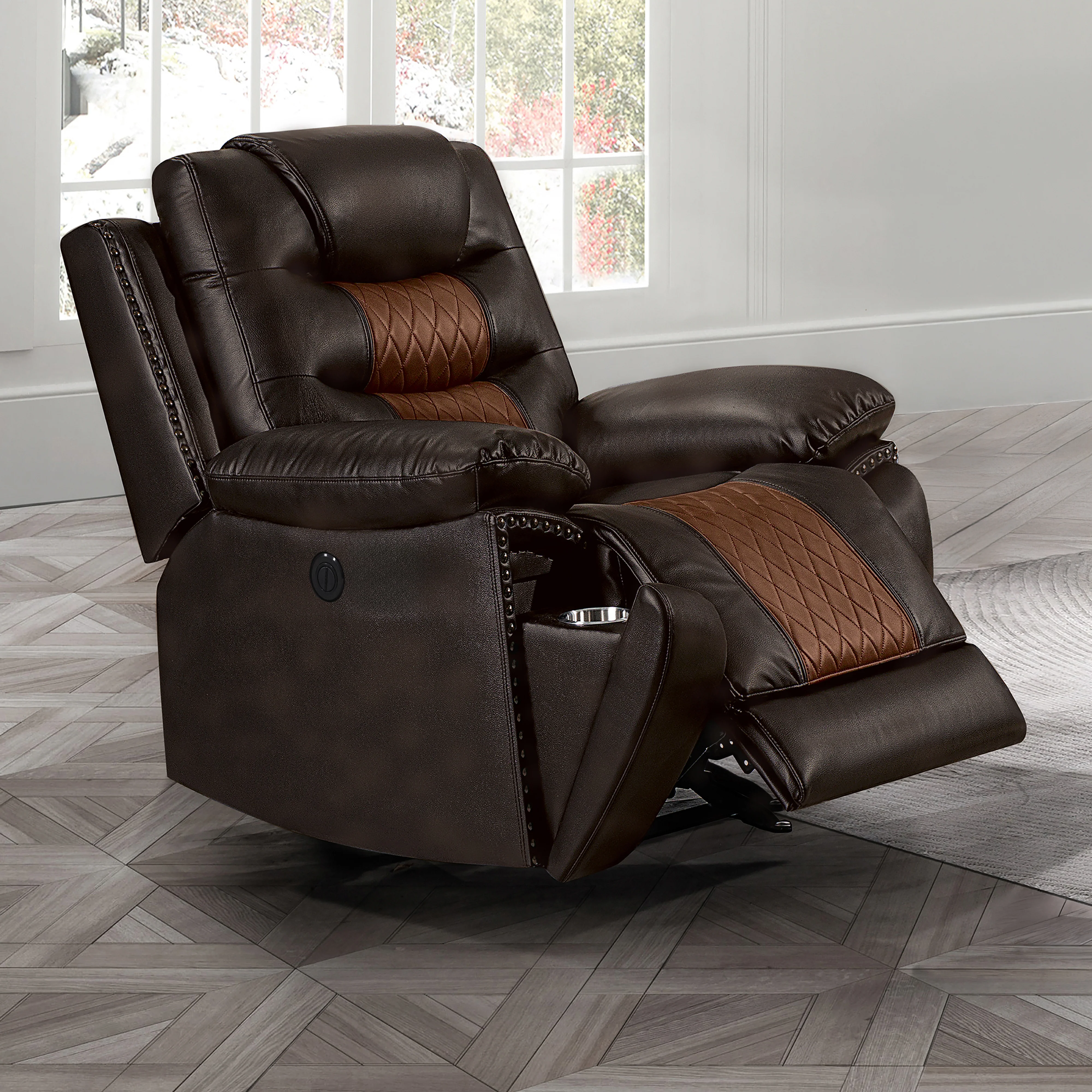 Nikko Glider Recliner W/Pwr Fr-Brown - Image 7