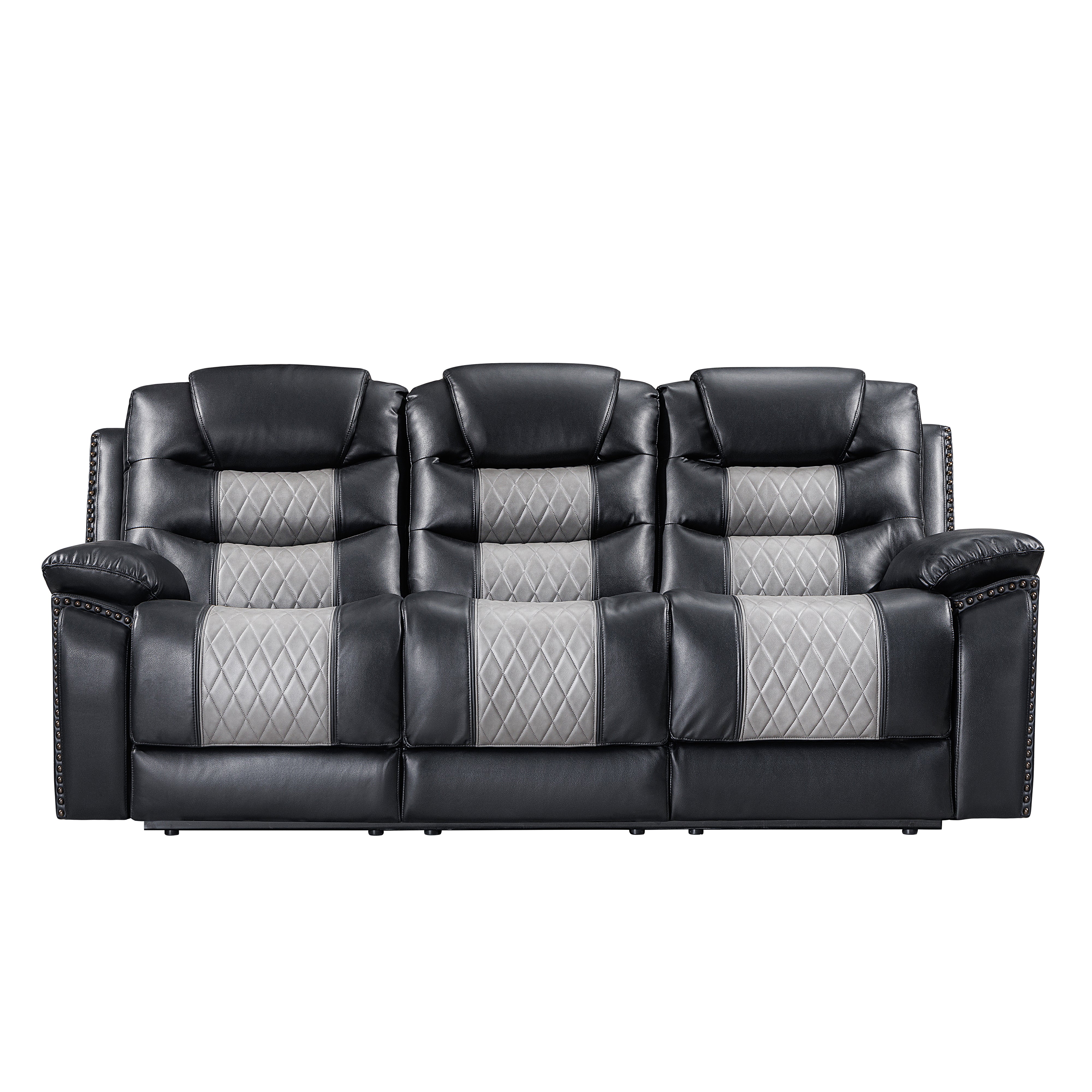 Nikko Sofa W/Dual Recliner-Black/Gray - Image 2