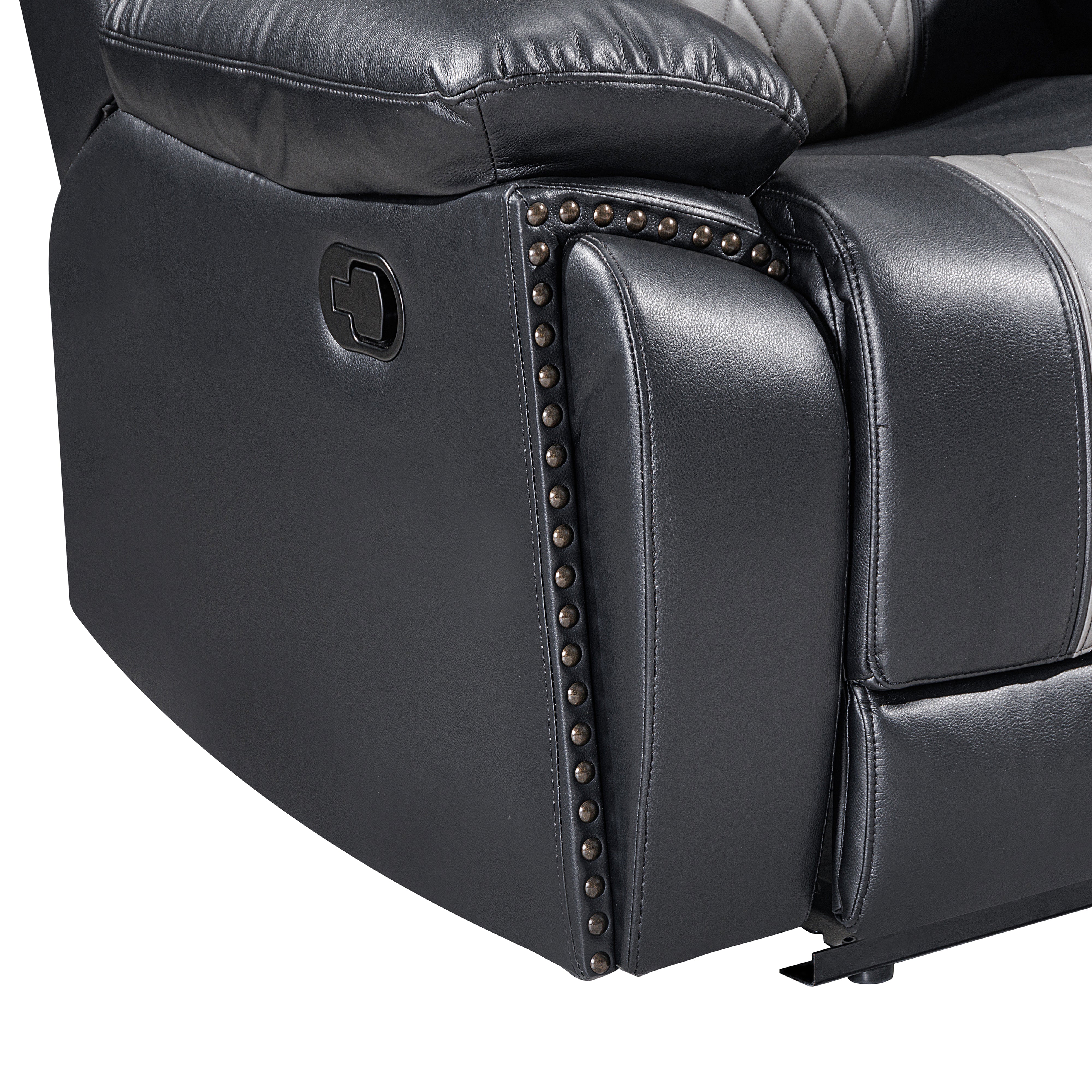 Nikko Sofa W/Dual Recliner-Black/Gray - Image 6