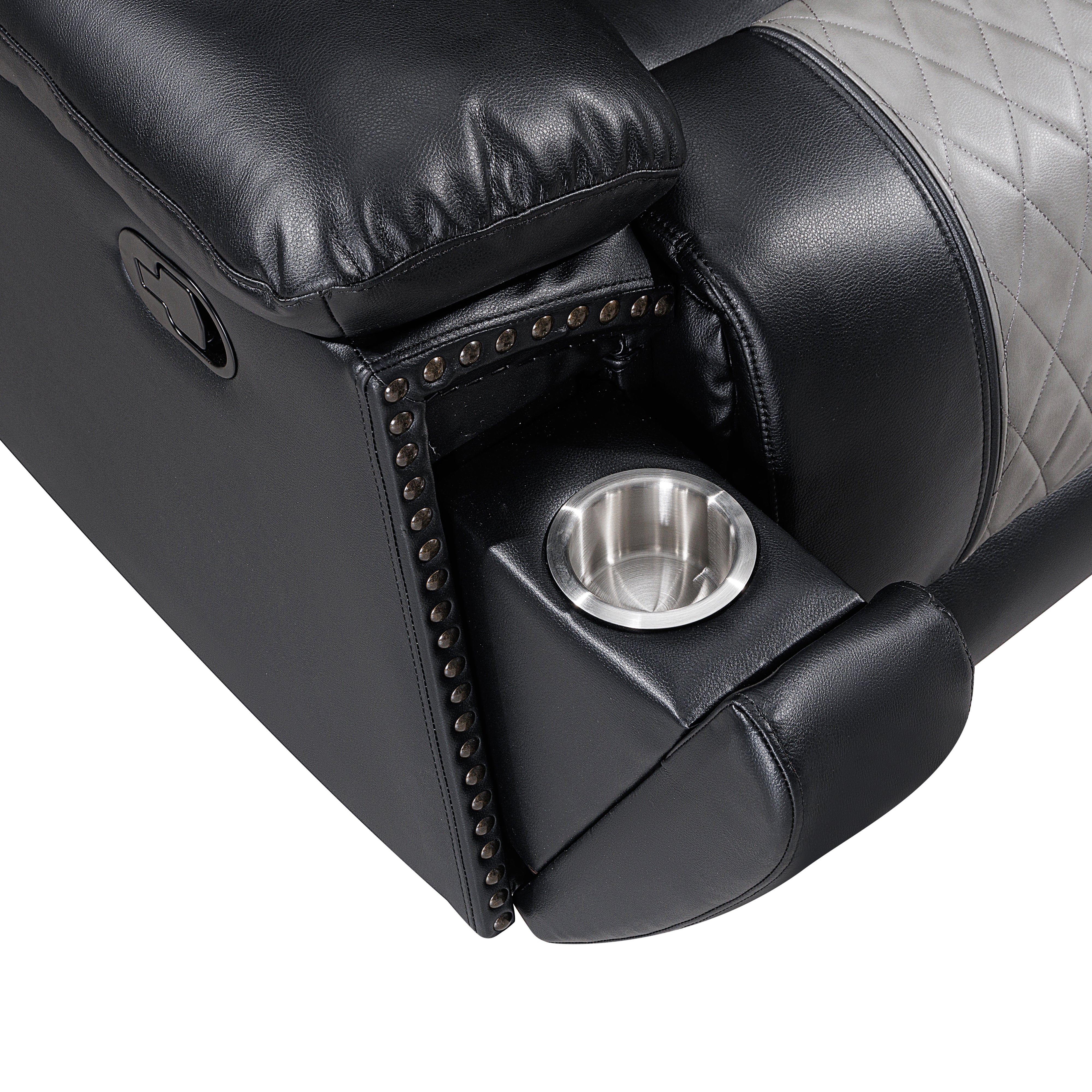 Nikko Sofa W/Dual Recliner-Black/Gray - Image 8