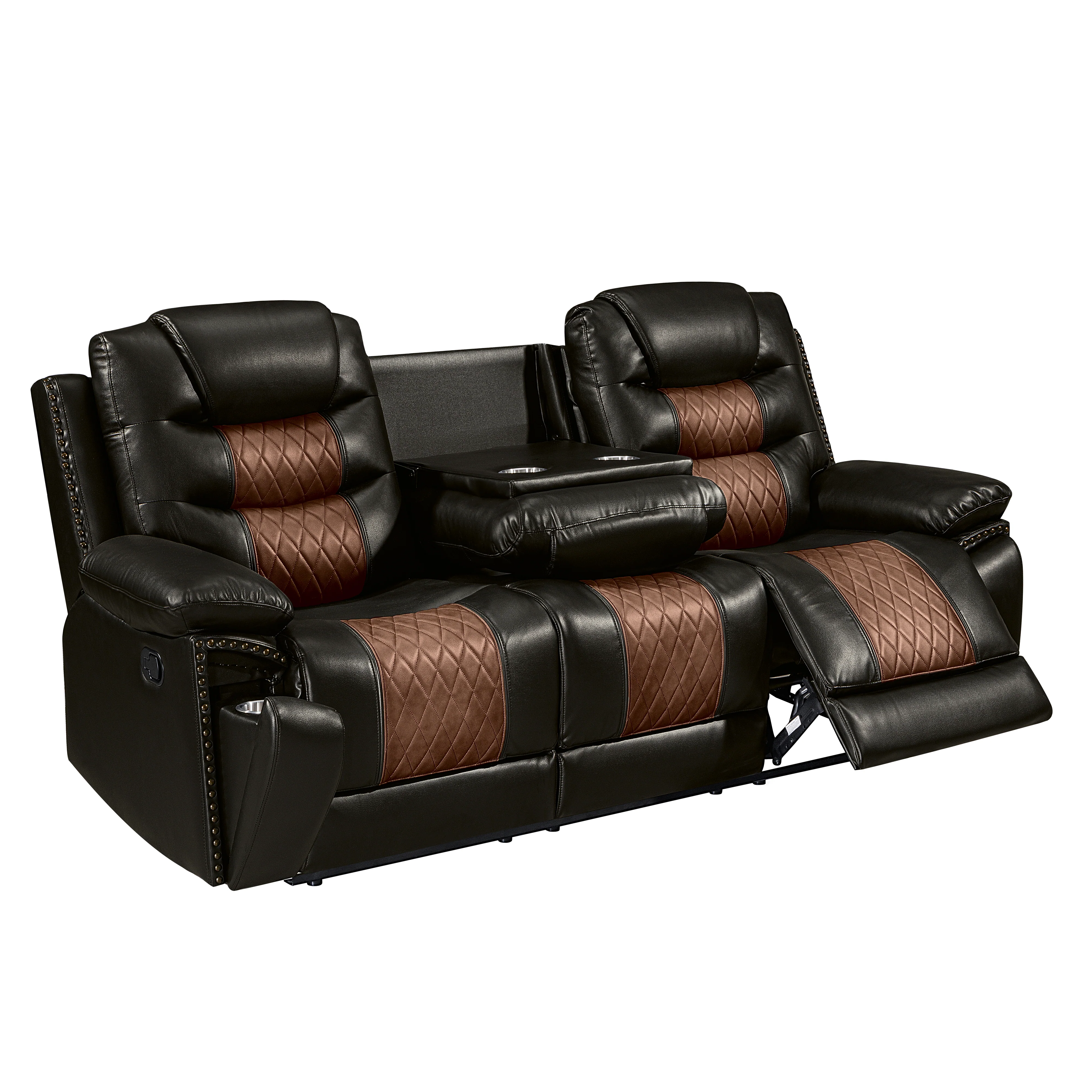 Nikko Sofa W/Dual Recliner-Brown - Image 3