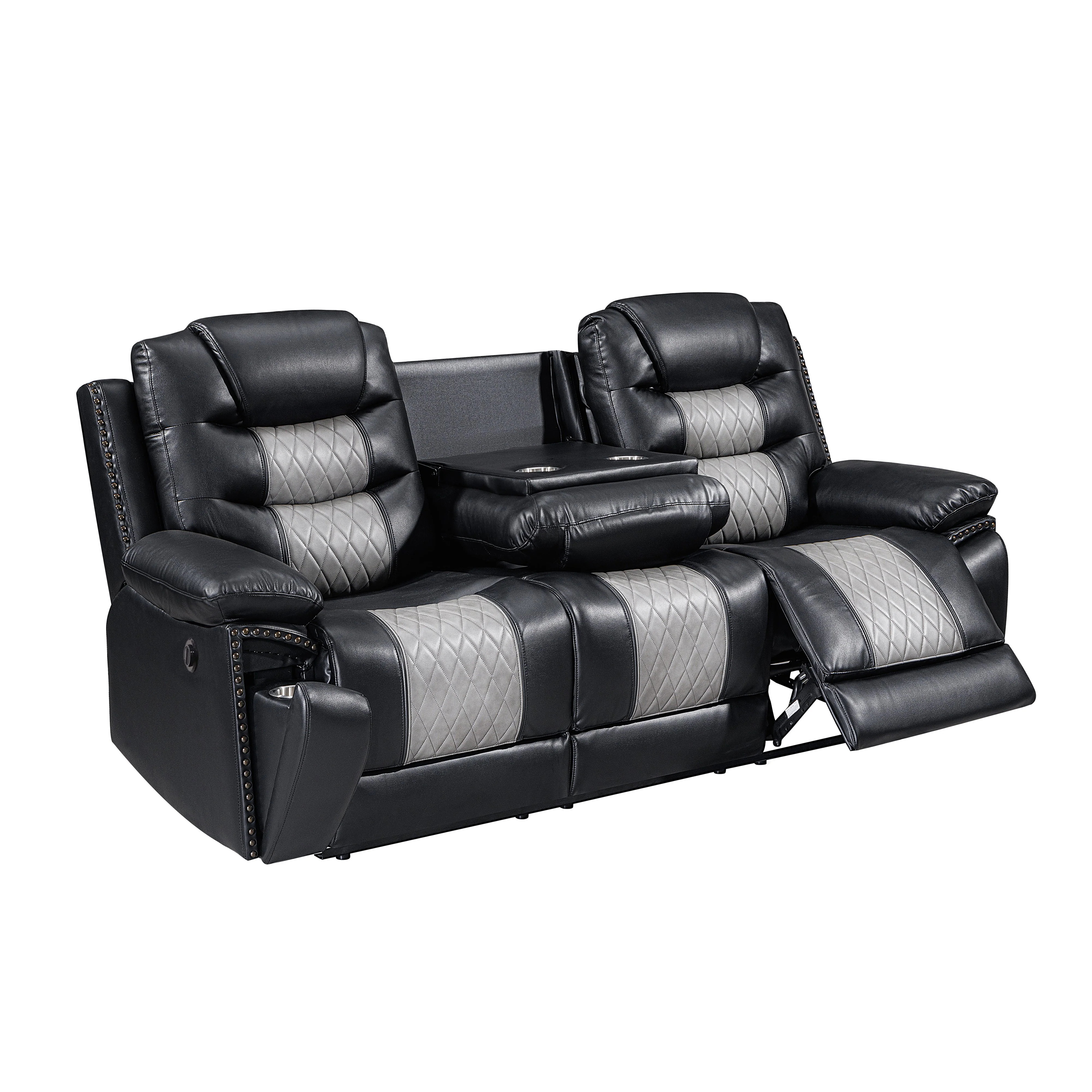 Nikko Sofa W/Pwr Fr-Black/Gray - Image 3