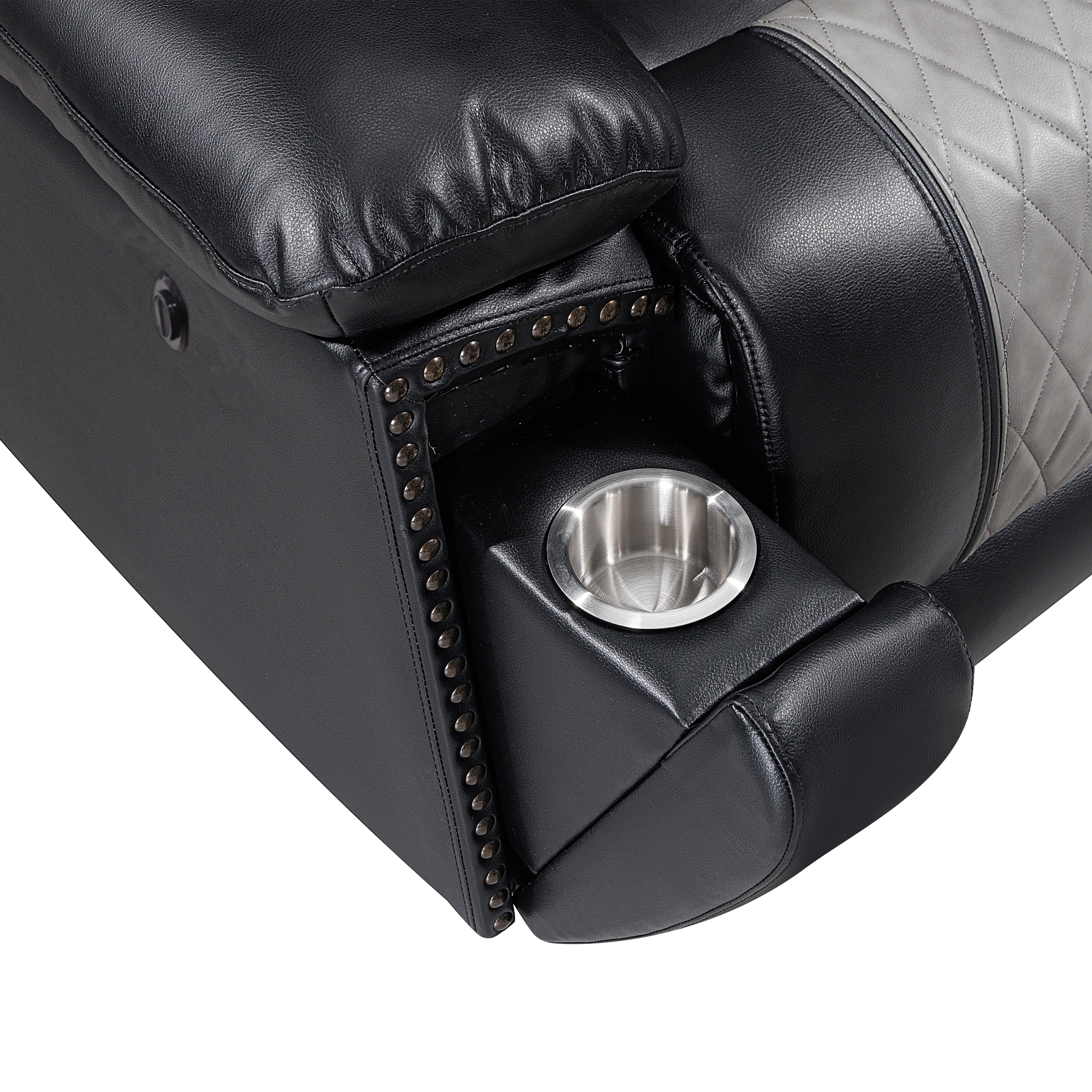 Nikko Sofa W/Pwr Fr-Black/Gray - Image 8