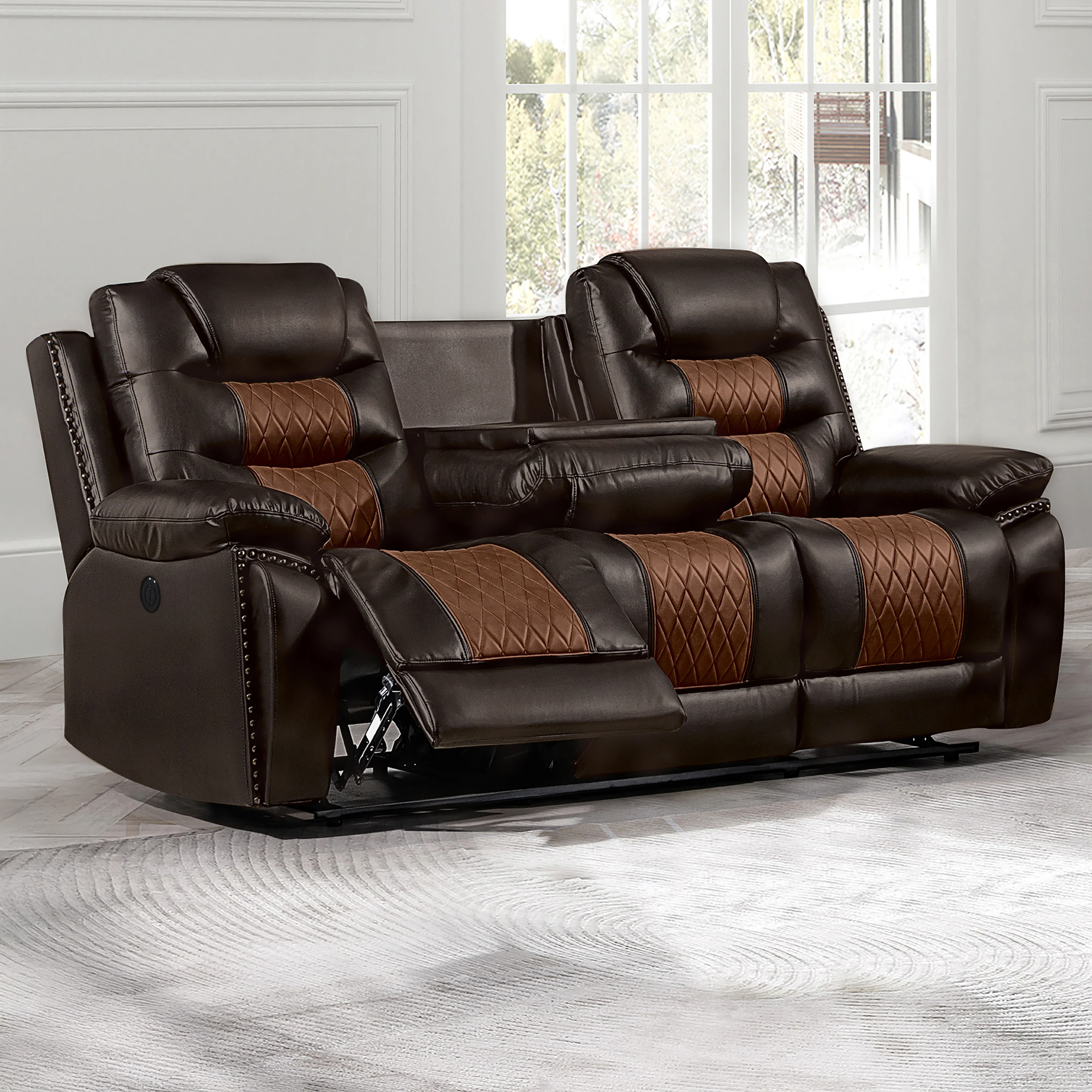Nikko Sofa W/Pwr Fr-Brown - Image 8