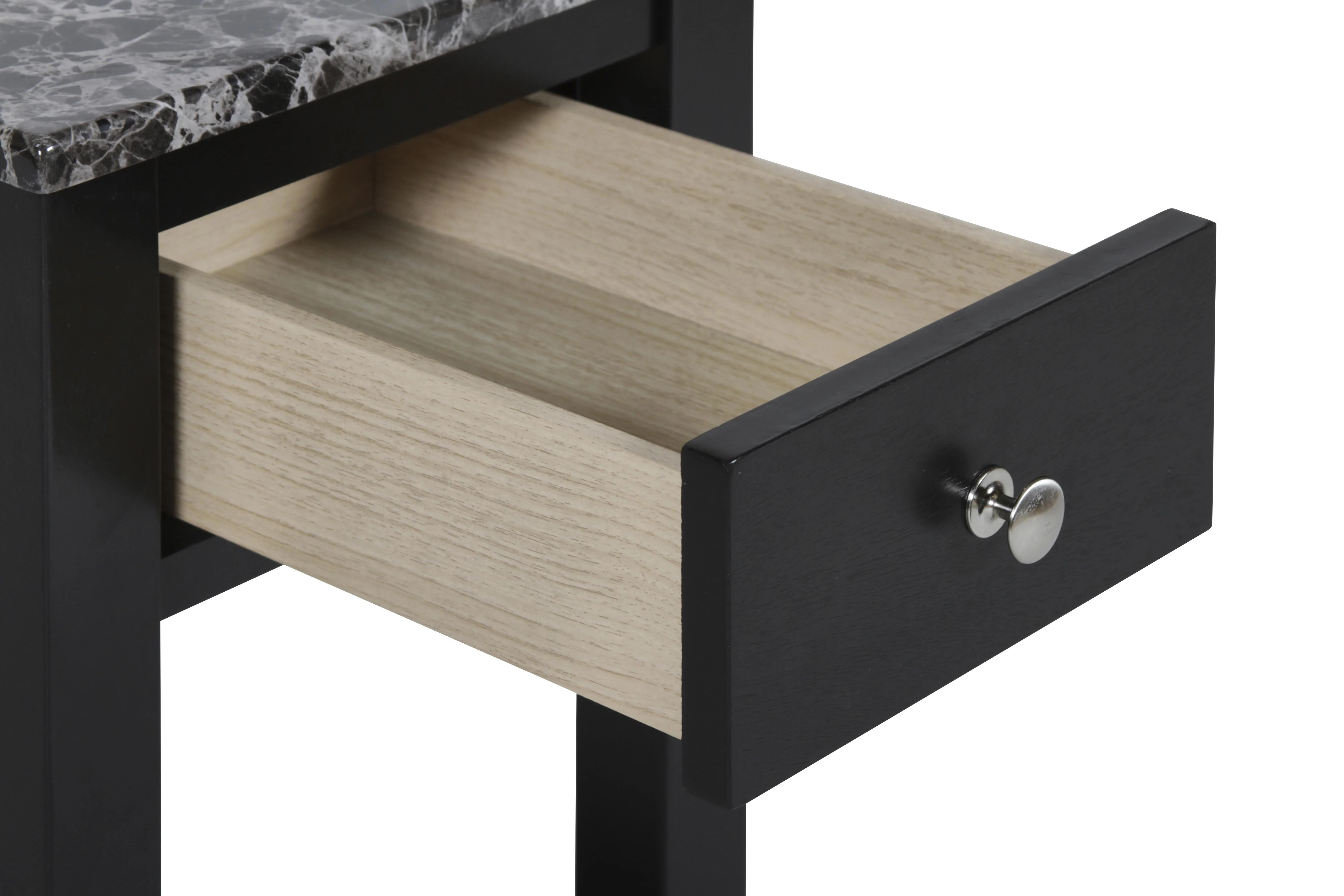 NOAH END TABLE WITH DRAWER-BLACK W/ FAUX MARBLE TOP - Image 5