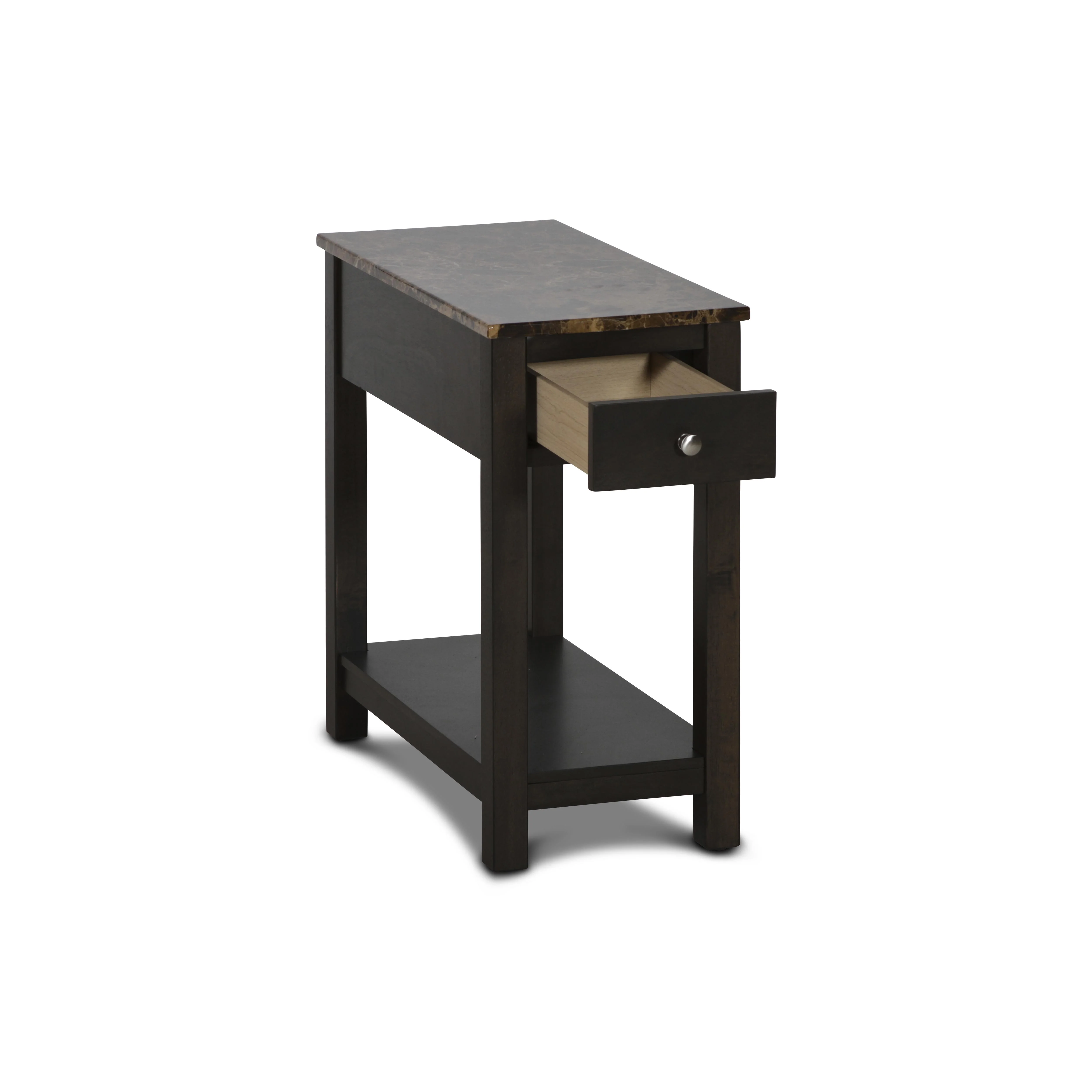 NOAH END TABLE WITH DRAWER-ESPRESSO W/FAUX MARBLE TOP - Image 2