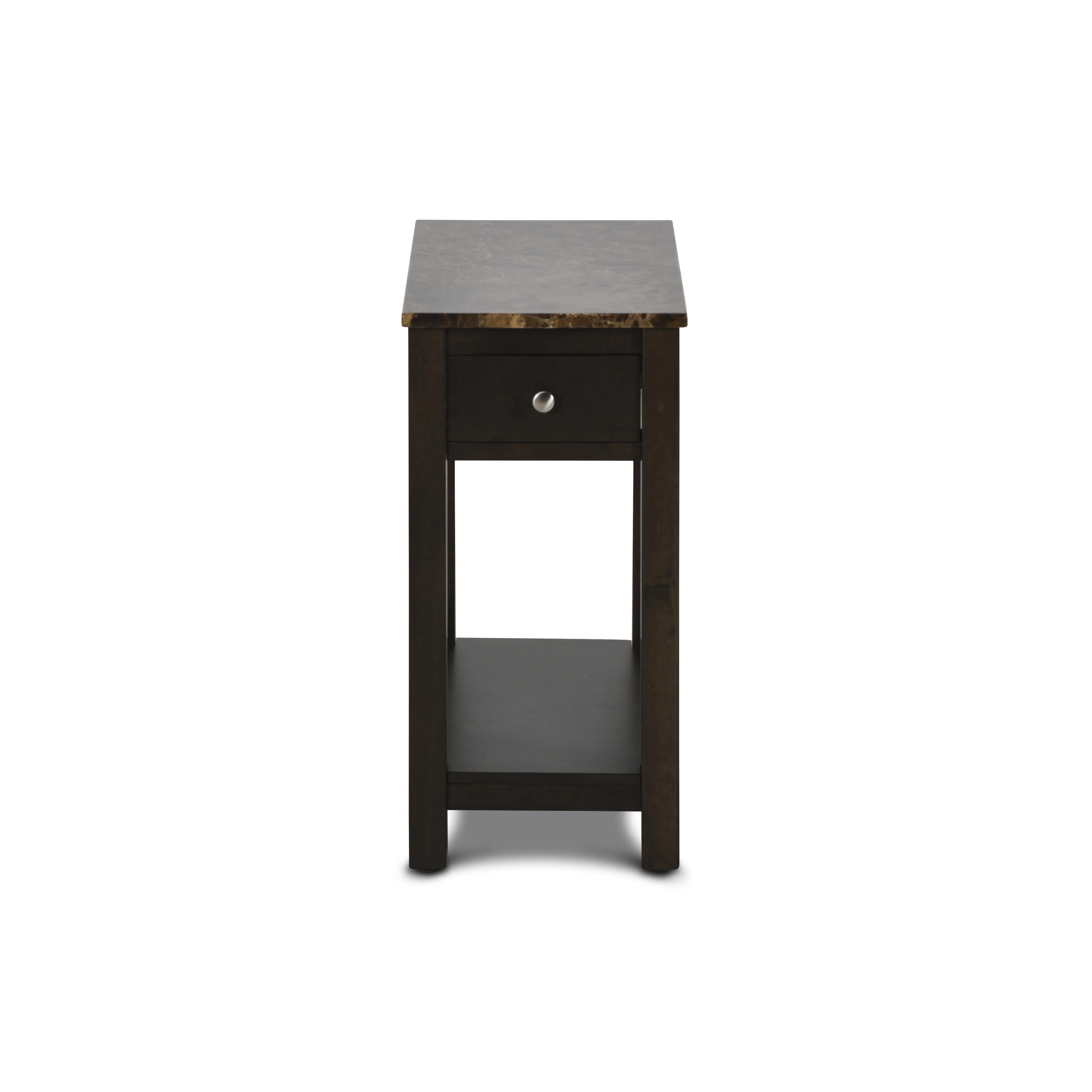 NOAH END TABLE WITH DRAWER-ESPRESSO W/FAUX MARBLE TOP - Image 3