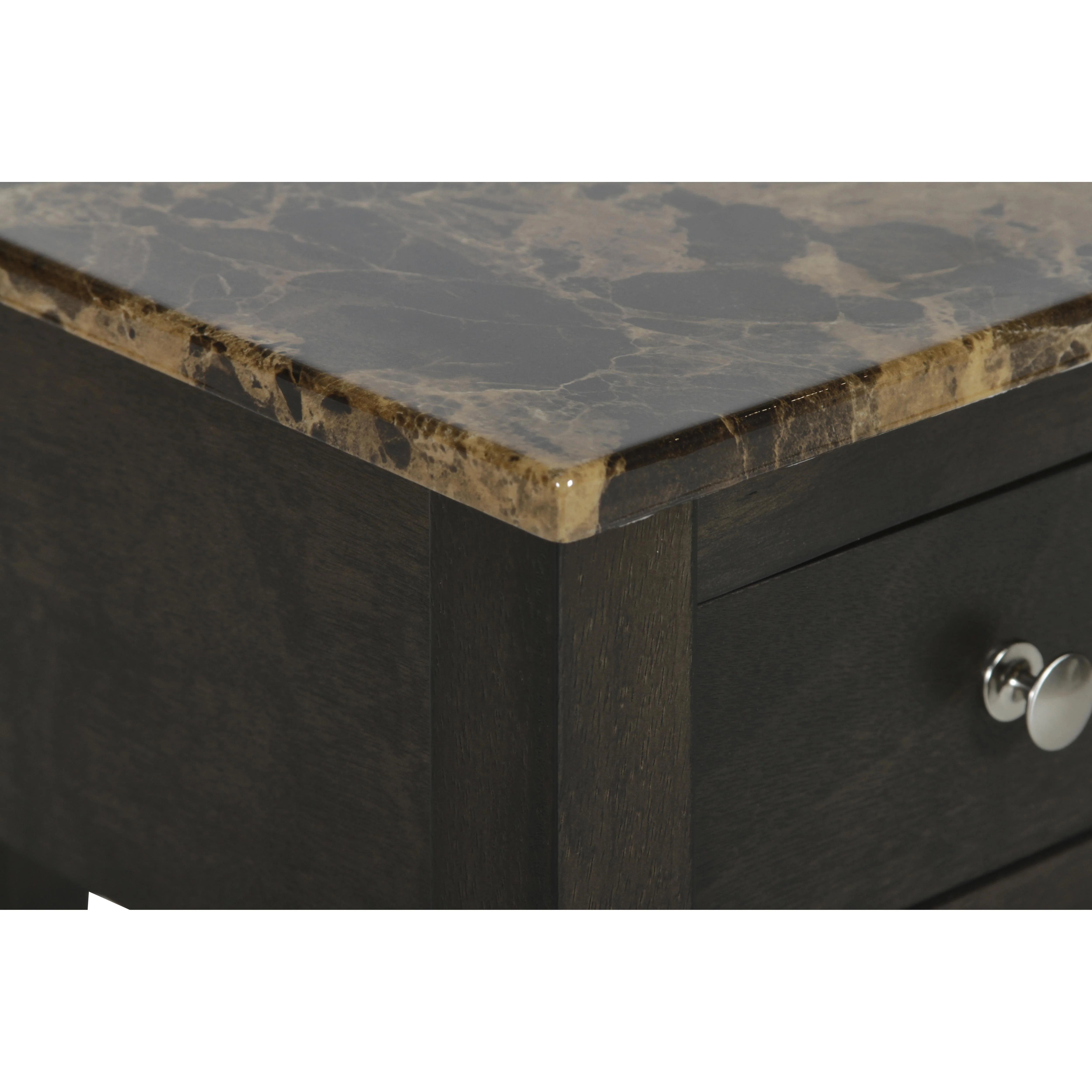 NOAH END TABLE WITH DRAWER-ESPRESSO W/FAUX MARBLE TOP - Image 4